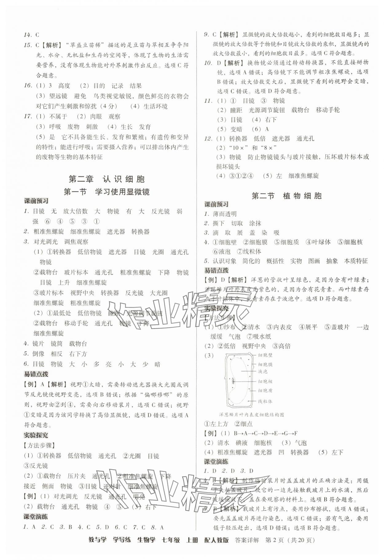 2024年教與學(xué)學(xué)導(dǎo)練七年級生物上冊人教版 第2頁