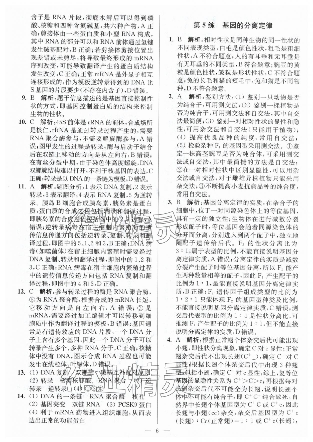 2024年暑假好帮手高一生物人教版 第6页