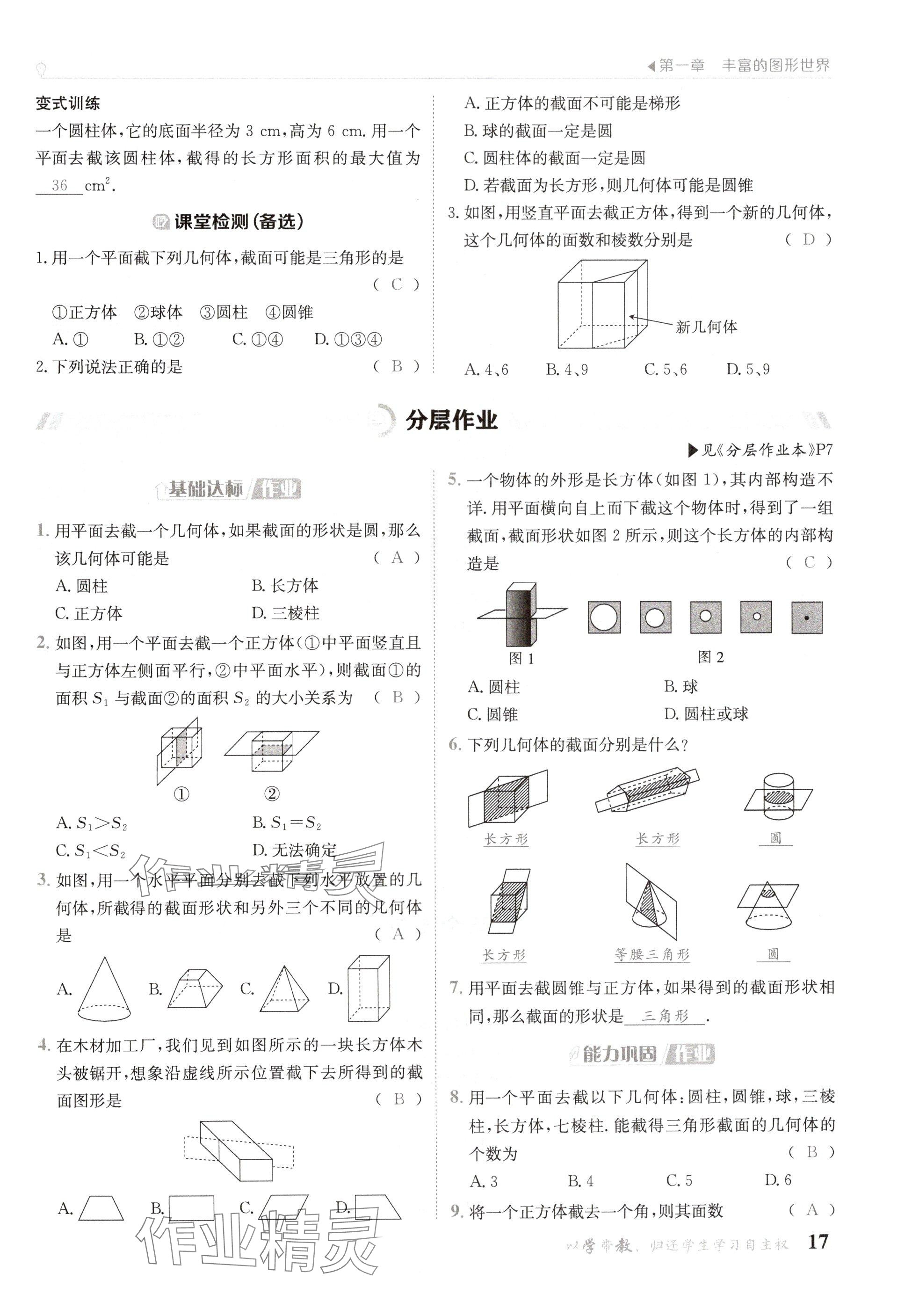 2024年金太陽導(dǎo)學(xué)案七年級數(shù)學(xué)上冊北師大版 參考答案第17頁