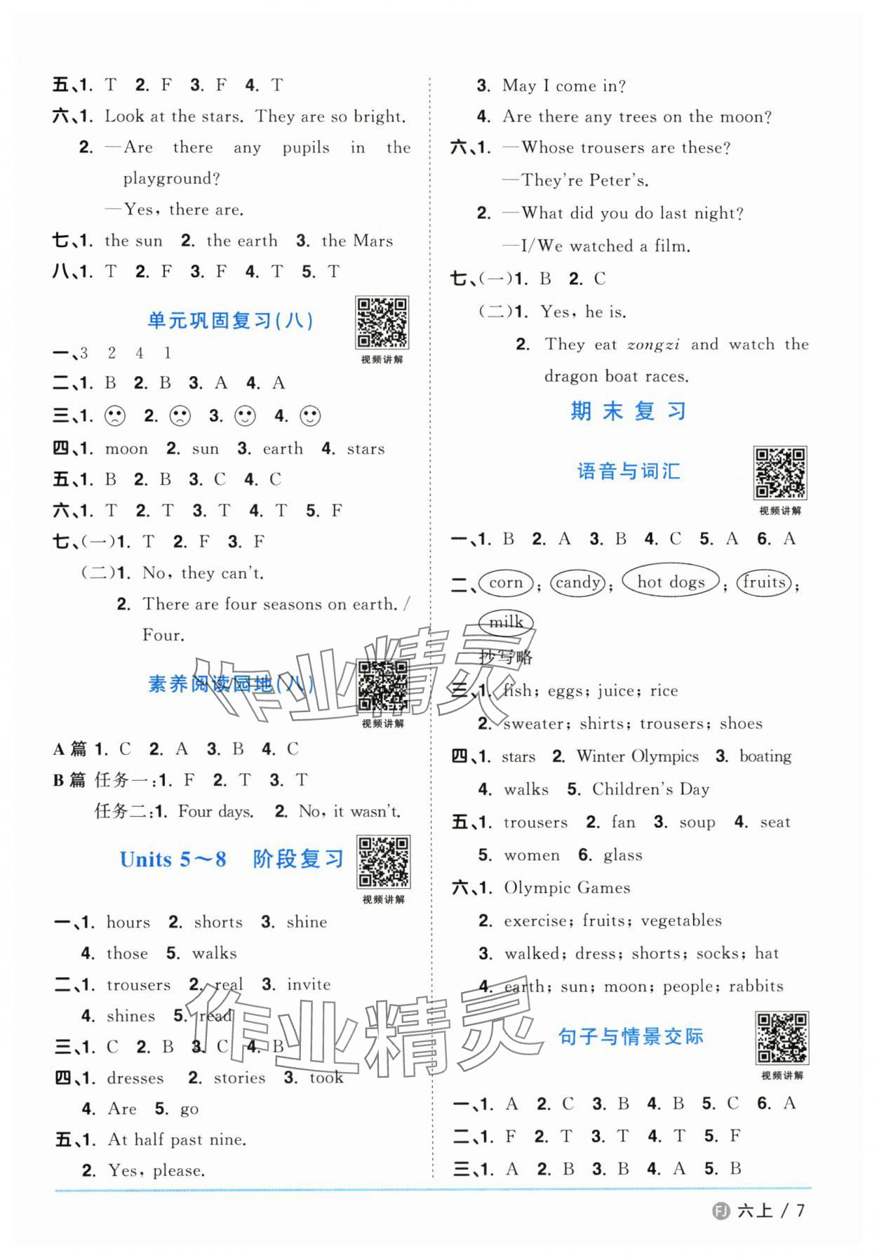 2024年陽光同學(xué)課時優(yōu)化作業(yè)六年級英語上冊福建教育版 第7頁