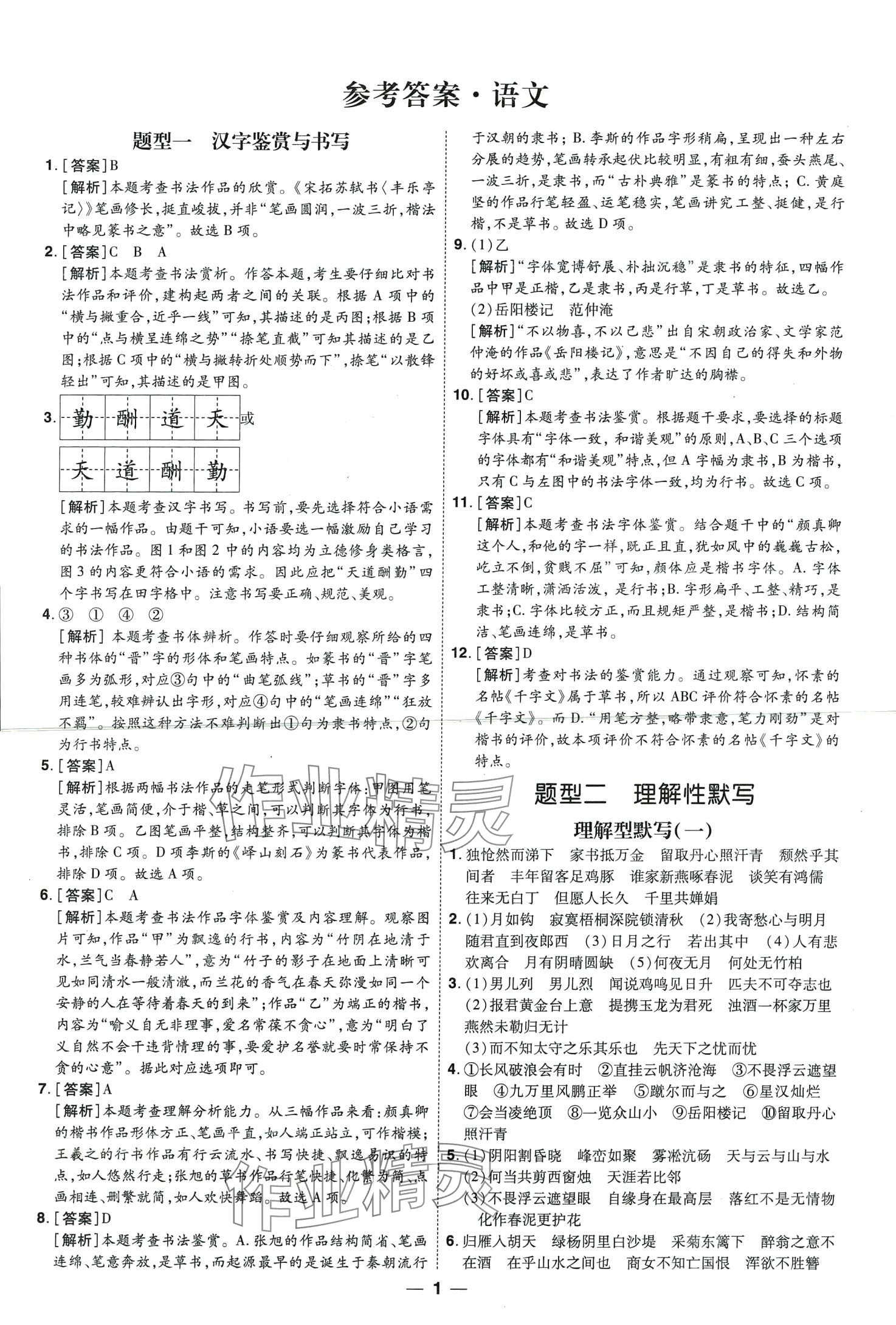 2024年99+1活页卷中考领航者语文中考山西专版 第1页