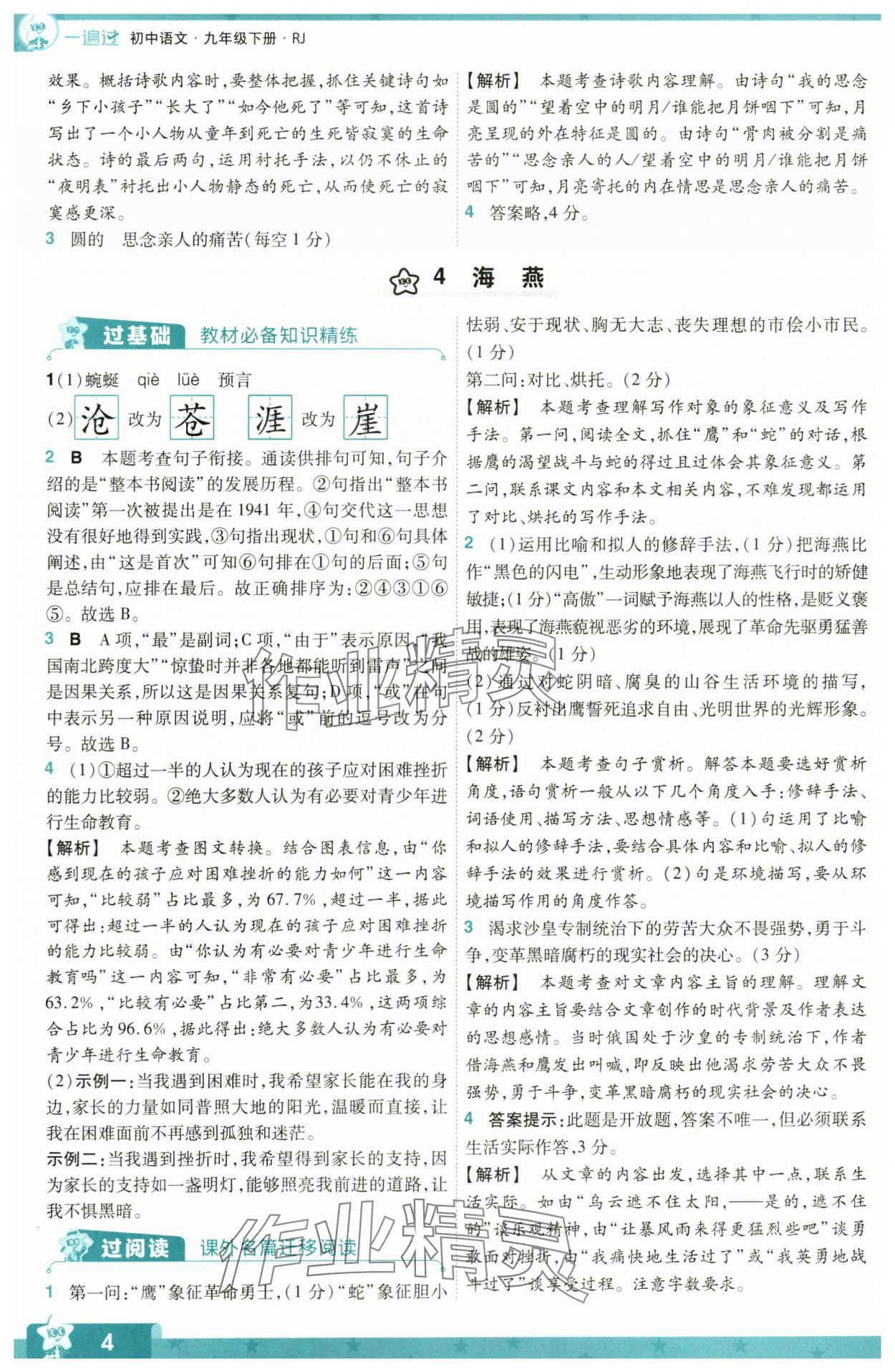 2024年一遍过九年级初中语文下册人教版 第4页