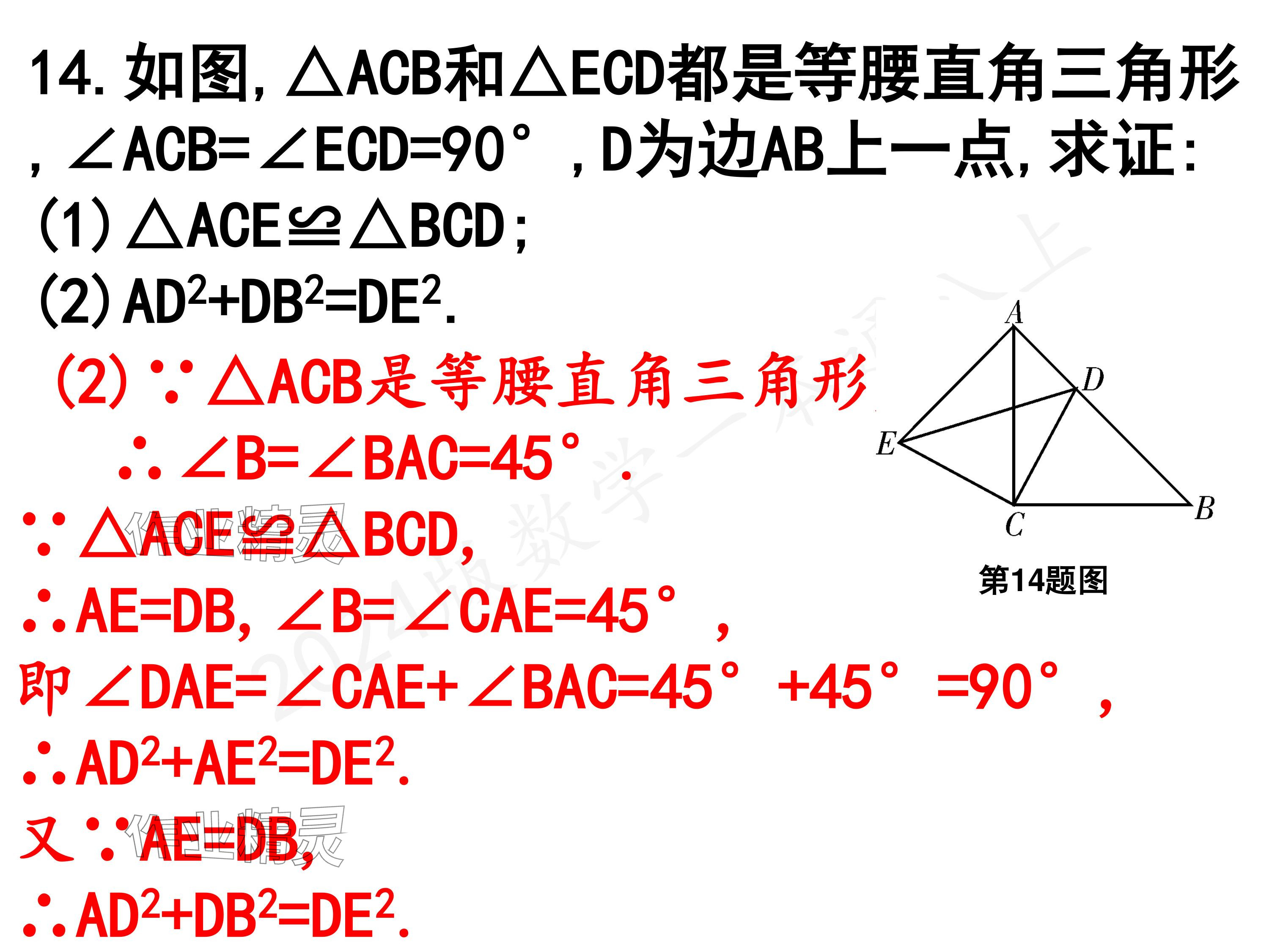 2024年一本通武汉出版社八年级数学上册北师大版核心板 参考答案第13页