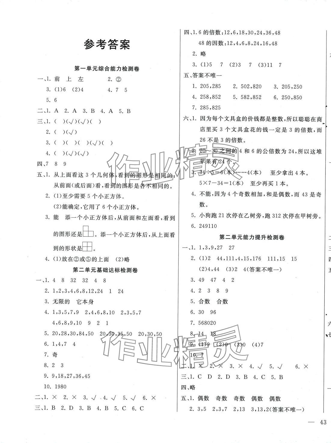 2024年同步檢測(cè)卷五年級(jí)數(shù)學(xué)下冊(cè)人教版 第1頁(yè)