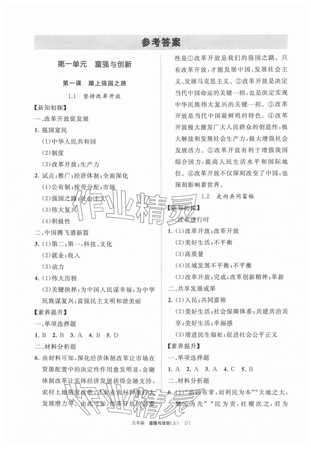 2024年學(xué)習(xí)之友九年級道德與法治上冊人教版 參考答案第1頁