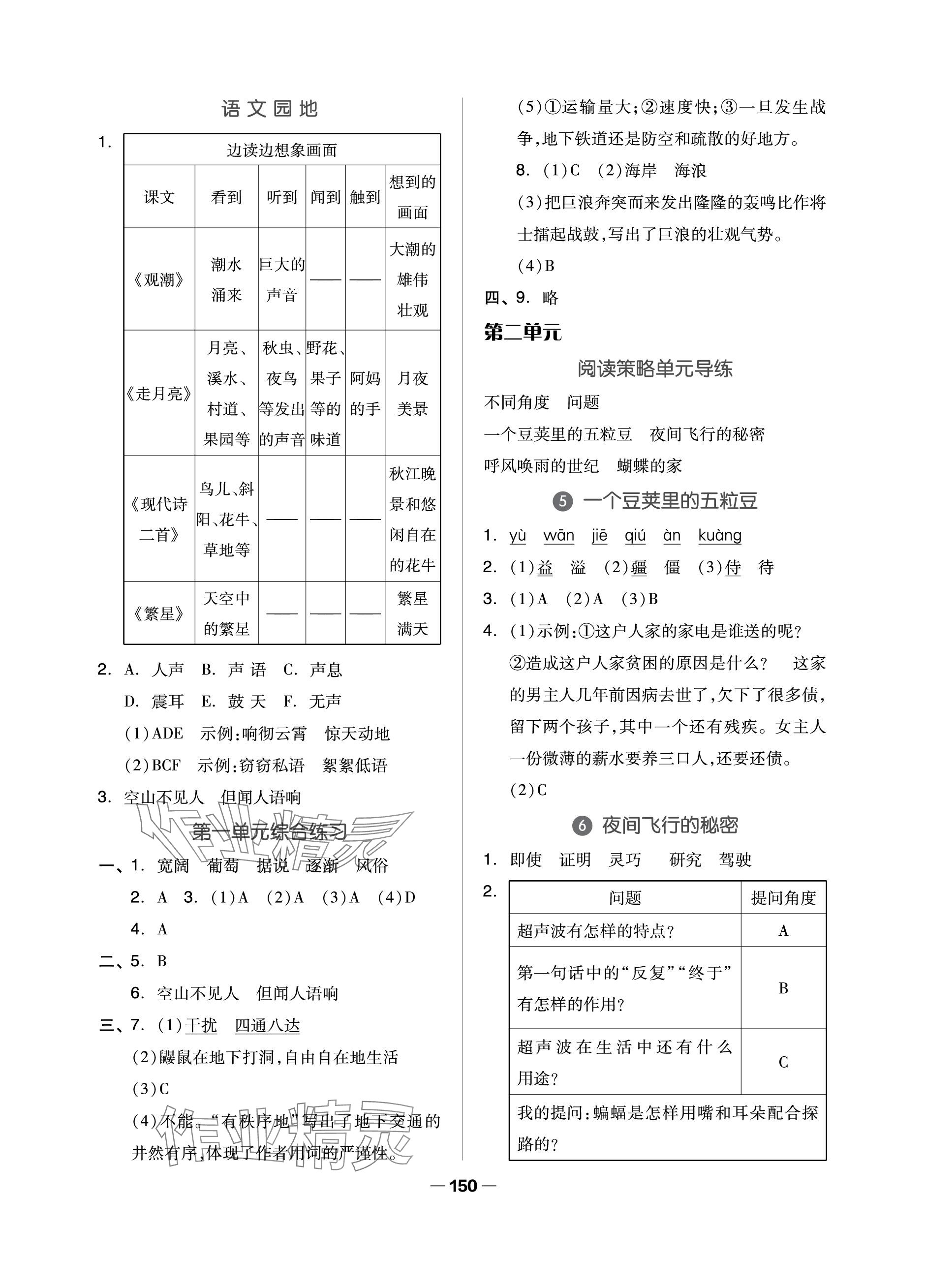 2023年新思維伴你學(xué)單元達(dá)標(biāo)測(cè)試卷四年級(jí)語(yǔ)文上冊(cè)人教版 參考答案第2頁(yè)