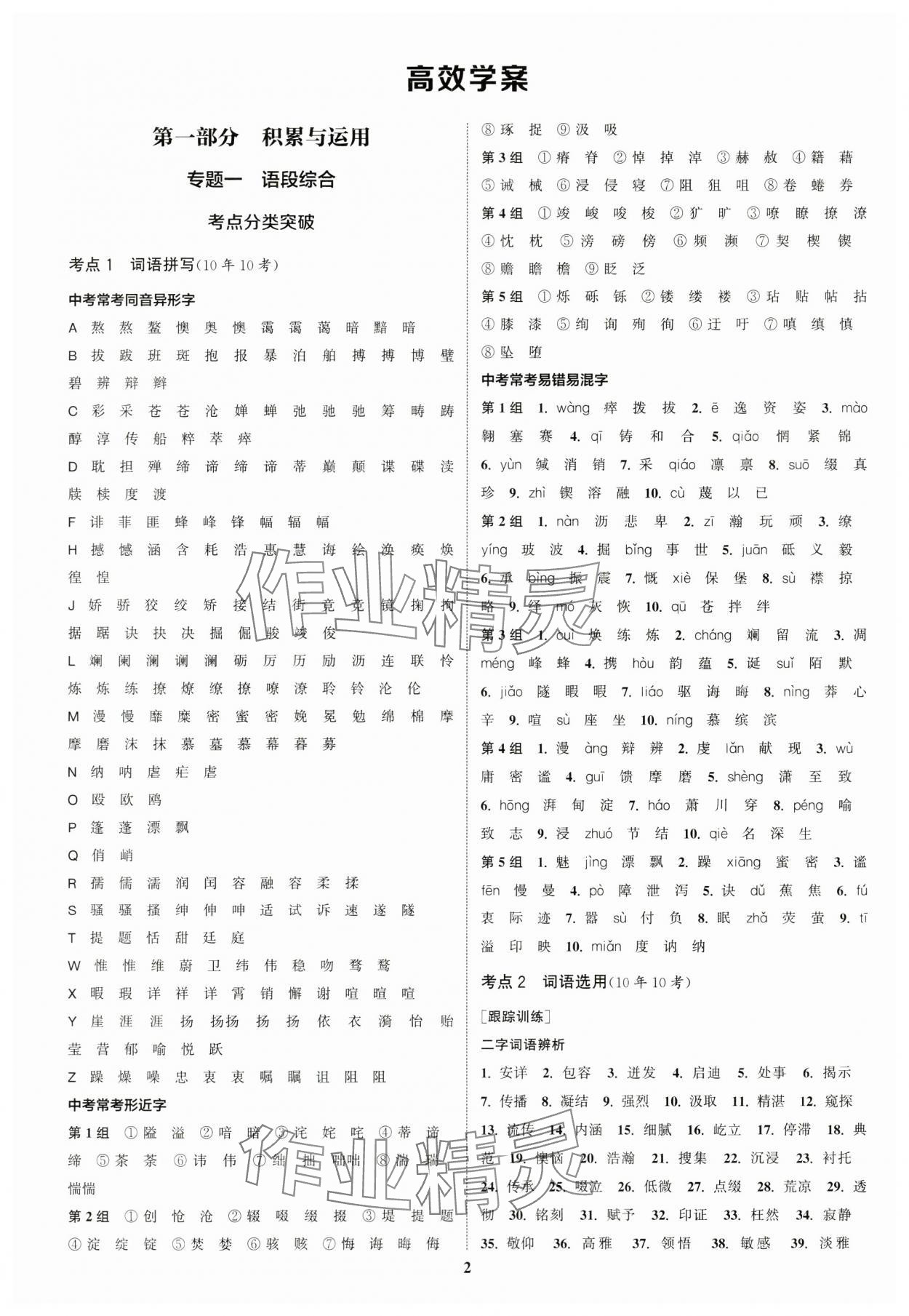 2024年通城學(xué)典通城1典中考復(fù)習(xí)方略語文南通專用 參考答案第1頁