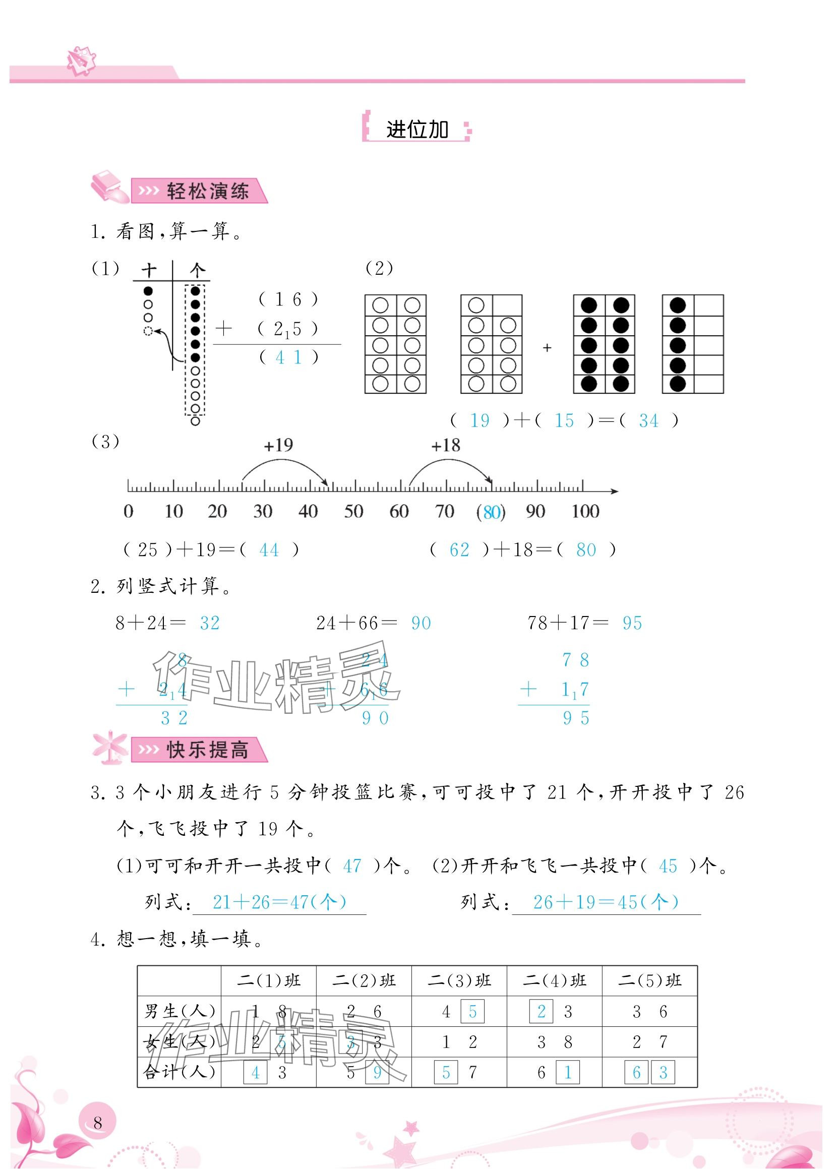 2024年小学生学习指导丛书二年级数学上册人教版 参考答案第8页