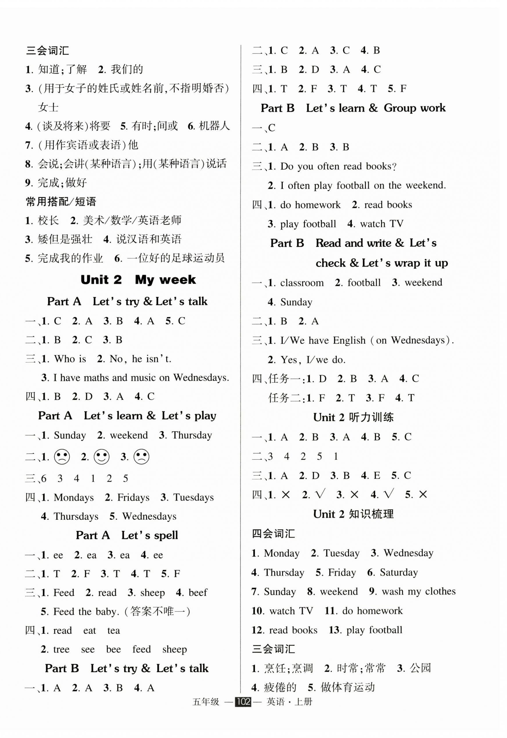 2024年狀元成才路創(chuàng)優(yōu)作業(yè)100分五年級英語上冊人教版 參考答案第2頁