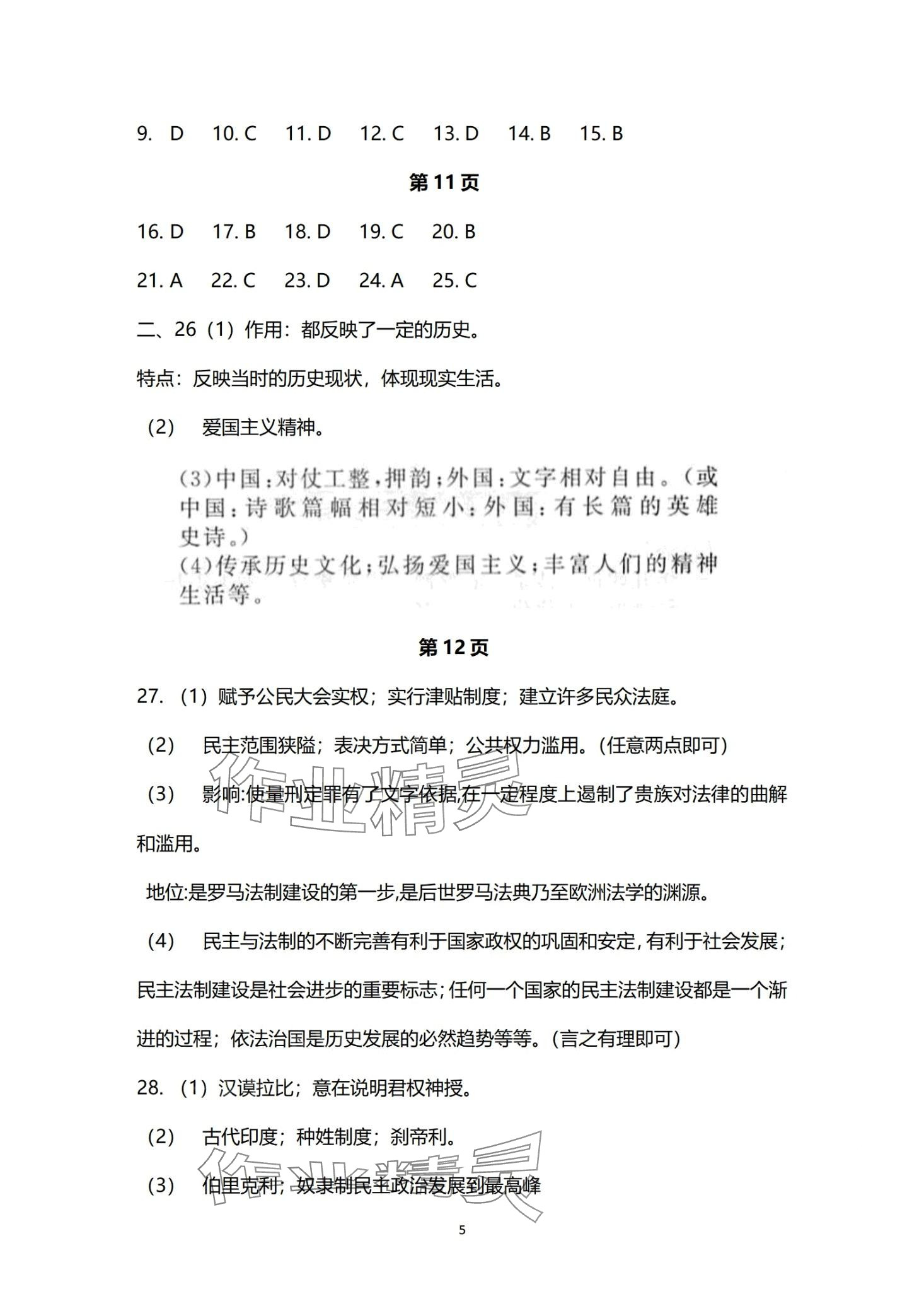 2024年同步練習(xí)冊(cè)分層檢測(cè)卷九年級(jí)歷史全一冊(cè) 第5頁(yè)