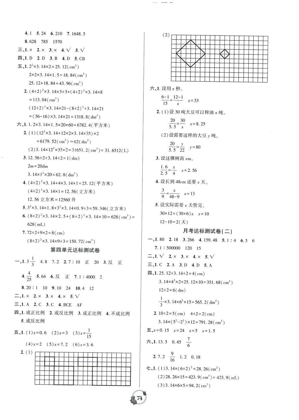 2024年乐学名校点金卷六年级数学下册人教版 参考答案第2页