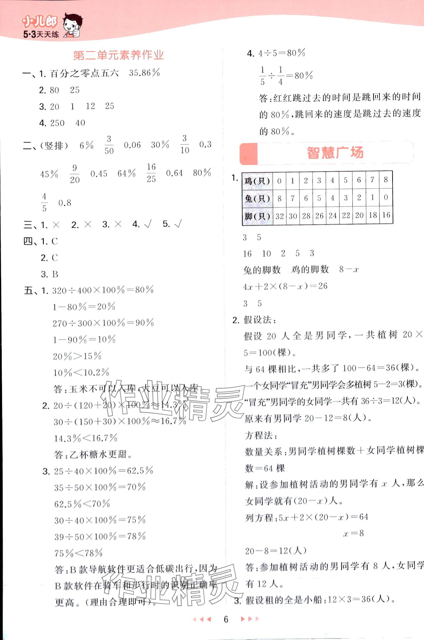 2024年53天天練五年級(jí)數(shù)學(xué)下冊(cè)青島版五四制 第6頁