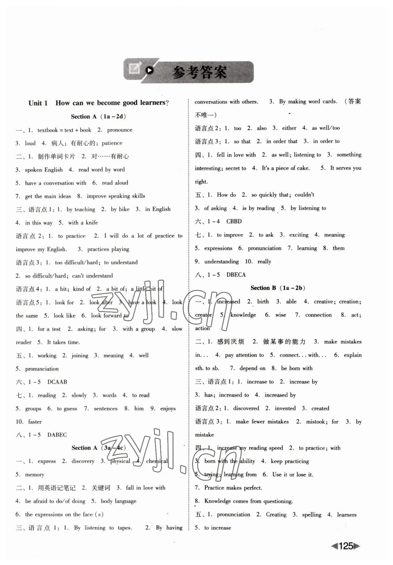 2023年勝券在握打好基礎(chǔ)金牌作業(yè)本九年級(jí)英語(yǔ)上冊(cè)人教版 第1頁(yè)