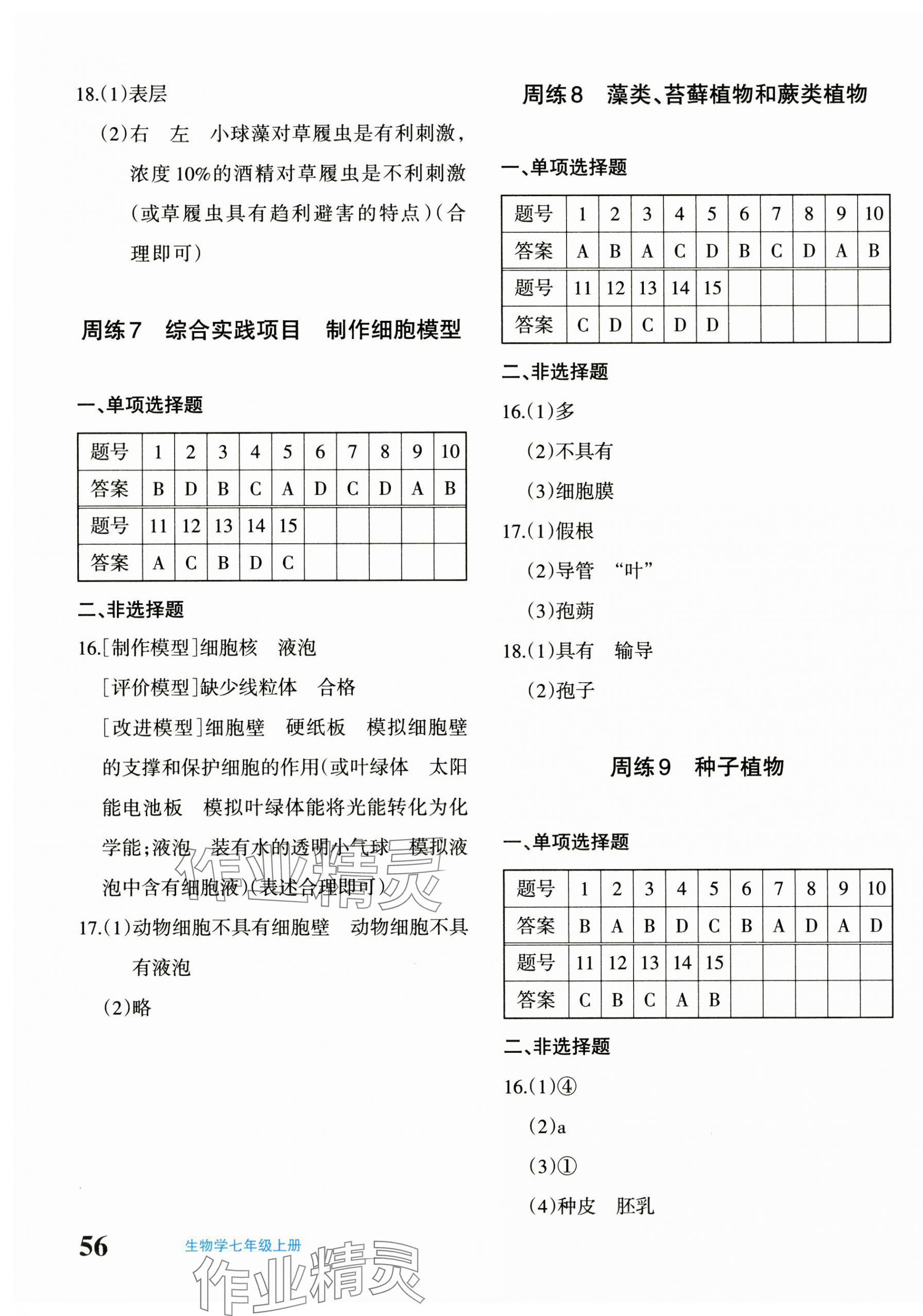 2024年优学1+1评价与测试七年级生物上册人教版 第3页