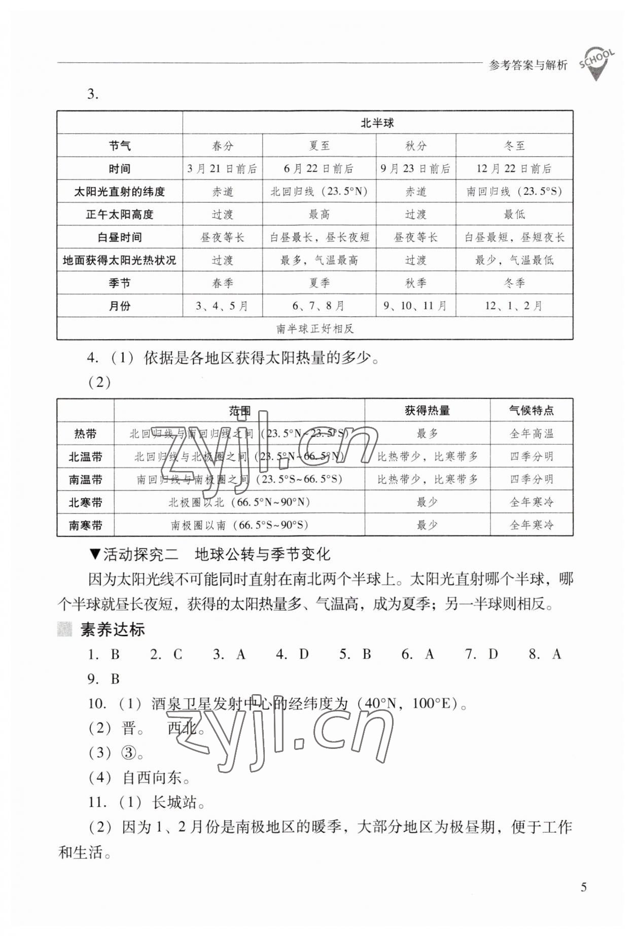 2023年新課程問題解決導(dǎo)學(xué)方案七年級(jí)地理上冊(cè)晉教版 參考答案第5頁(yè)