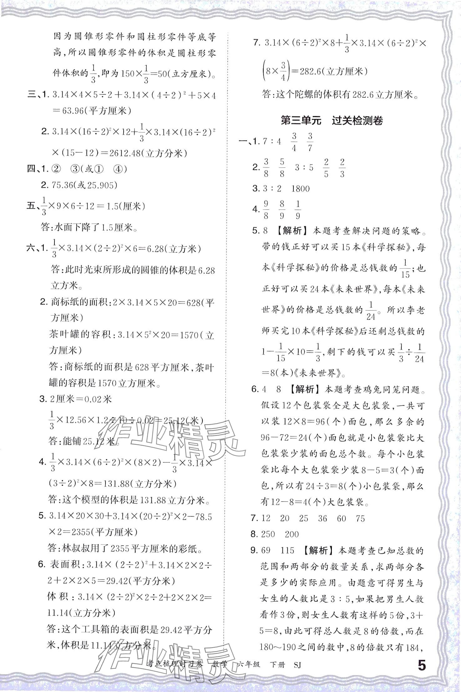 2024年王朝霞考点梳理时习卷六年级数学下册苏教版 第5页