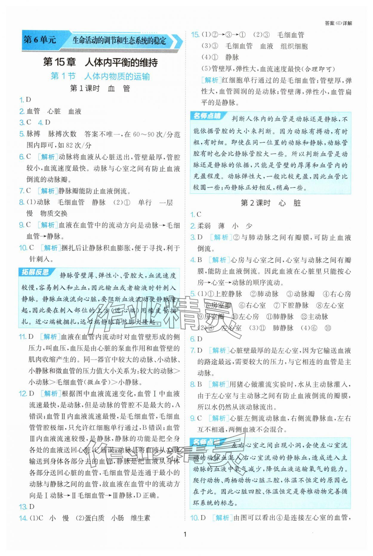 2024年課時(shí)訓(xùn)練江蘇人民出版社八年級生物上冊蘇科版 參考答案第1頁