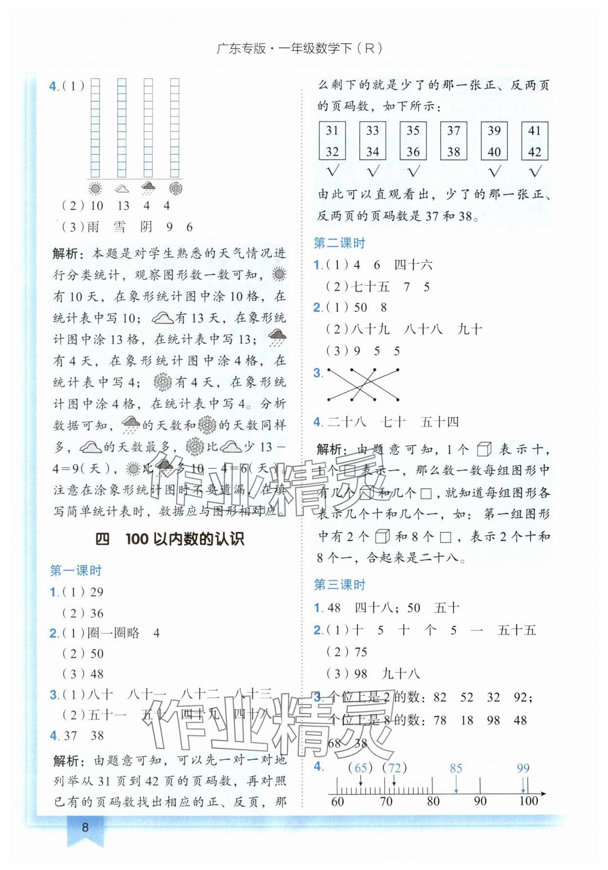 2024年黄冈小状元作业本一年级数学下册人教版广东专版 第8页