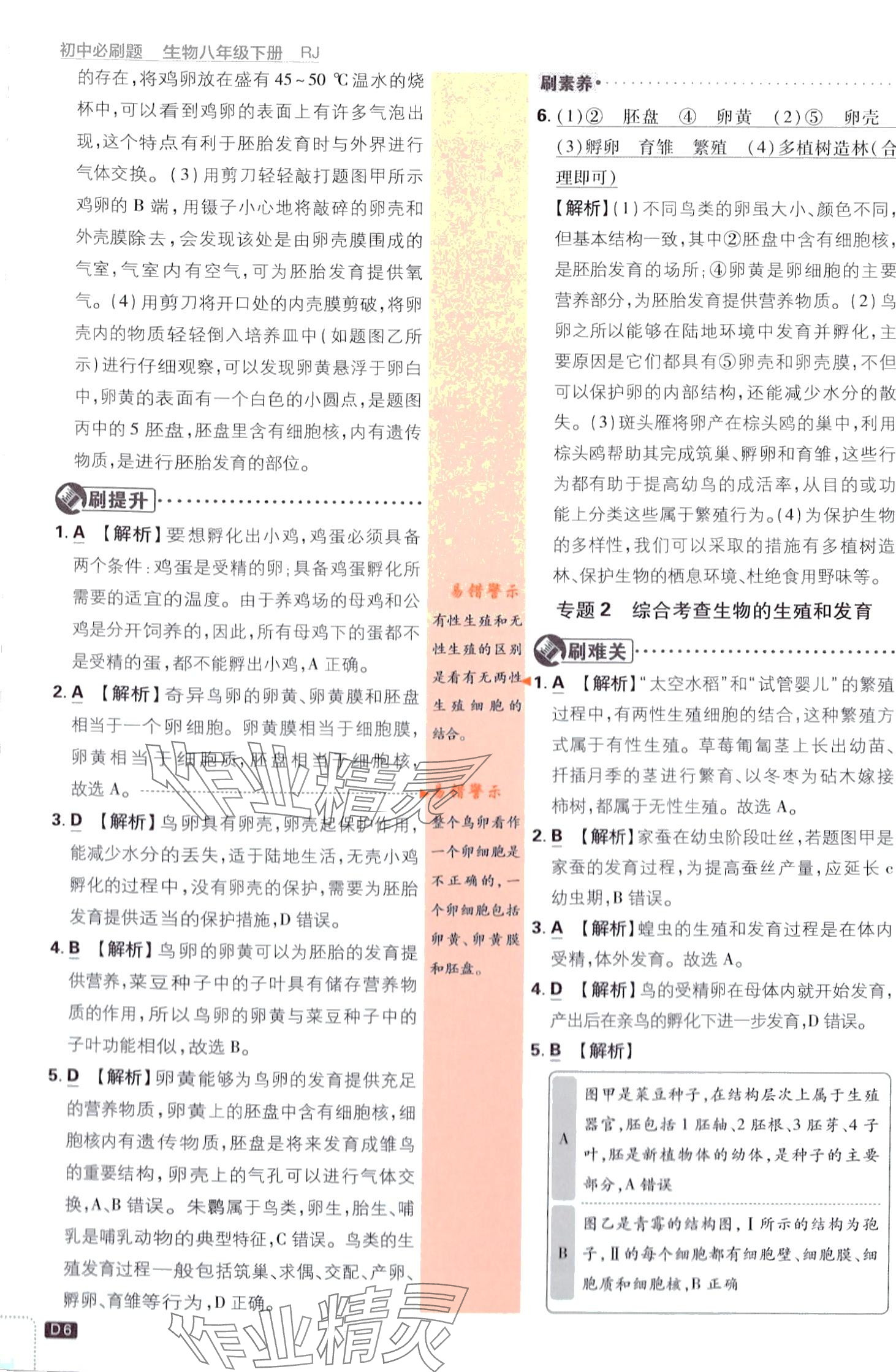 2024年初中必刷題八年級生物下冊人教版 第6頁