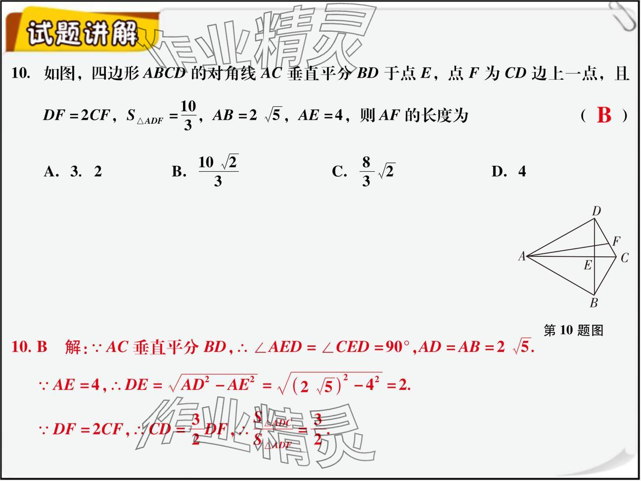 2024年复习直通车期末复习与假期作业八年级数学北师大版 参考答案第6页