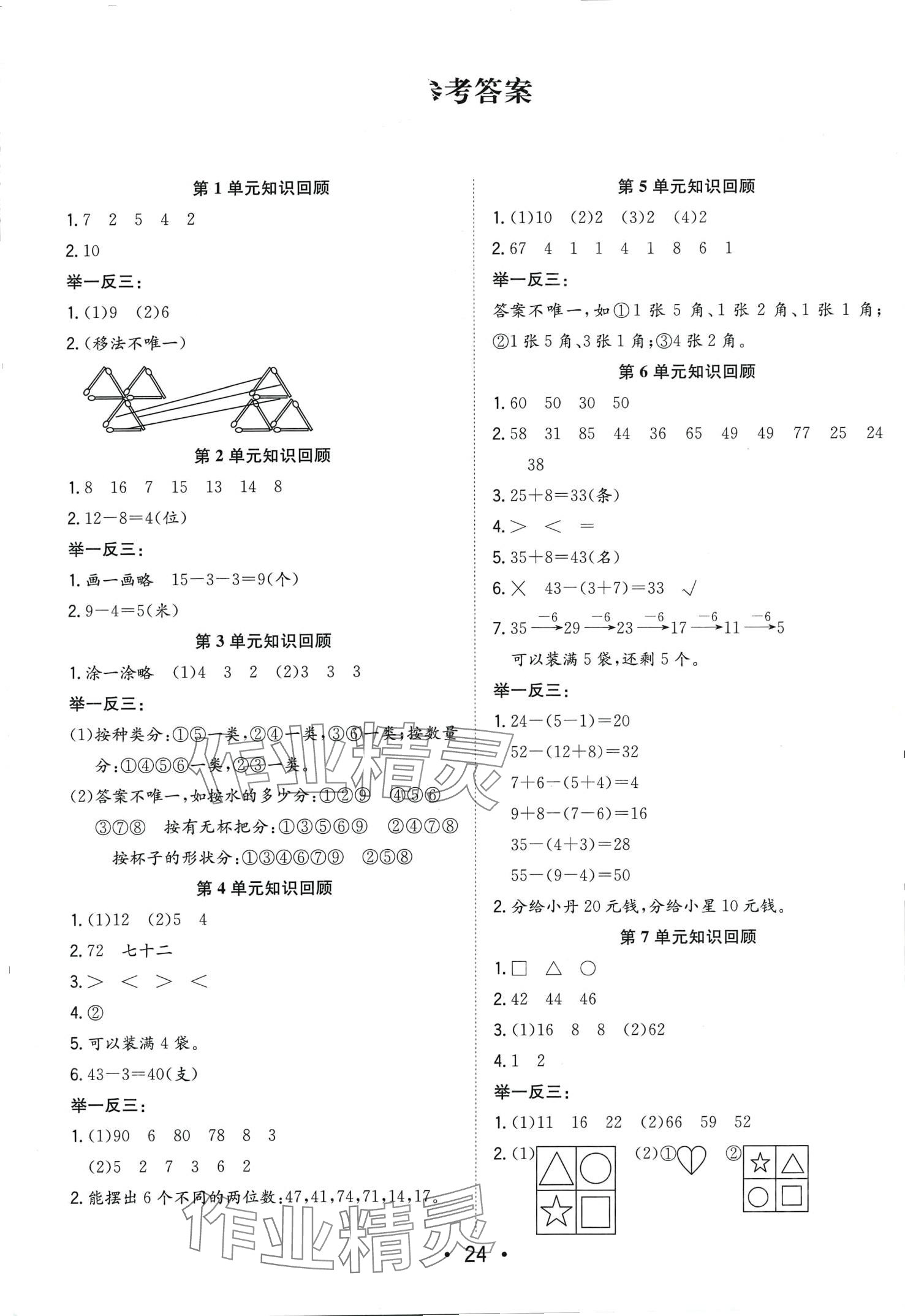 2024年全频道课时作业一年级数学下册人教版 第1页