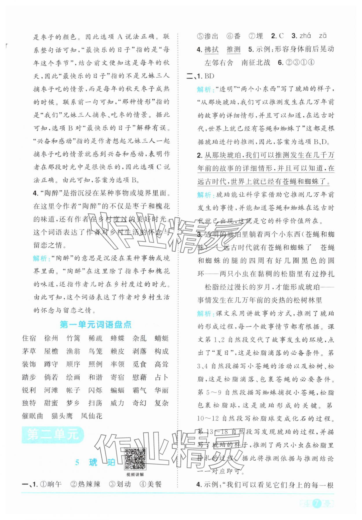 2024年陽光同學課時優(yōu)化作業(yè)四年級語文下冊人教版 參考答案第7頁