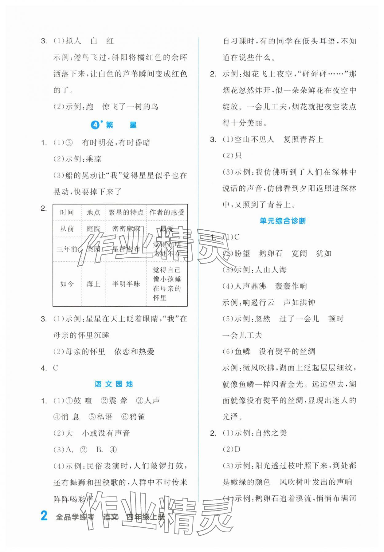 2023年全品學(xué)練考四年級語文上冊人教版浙江專版 第2頁