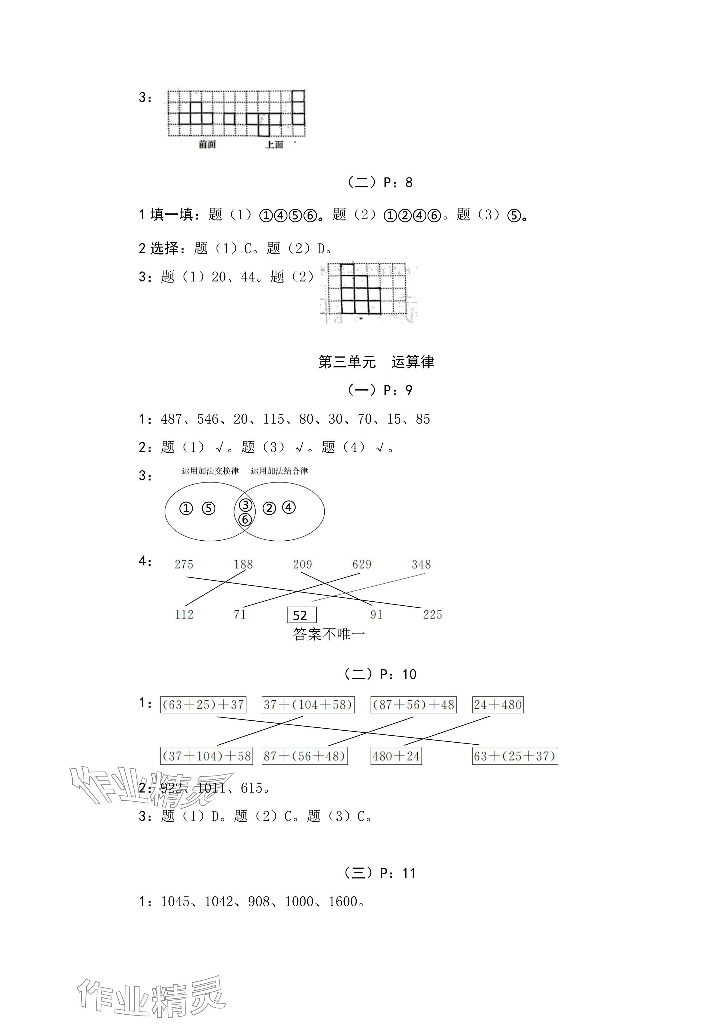 2024年新課標(biāo)學(xué)習(xí)方法指導(dǎo)叢書四年級數(shù)學(xué)下冊人教版 參考答案第4頁