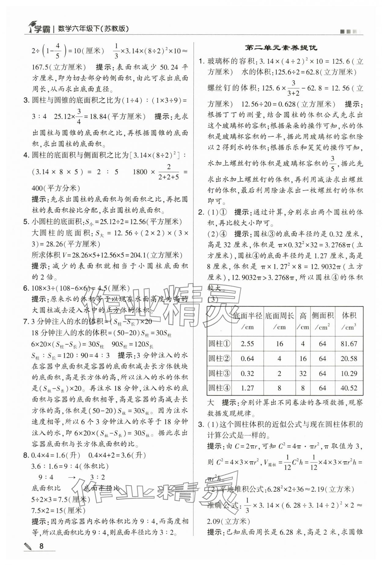 2024年喬木圖書學霸六年級數(shù)學下冊蘇教版 第8頁