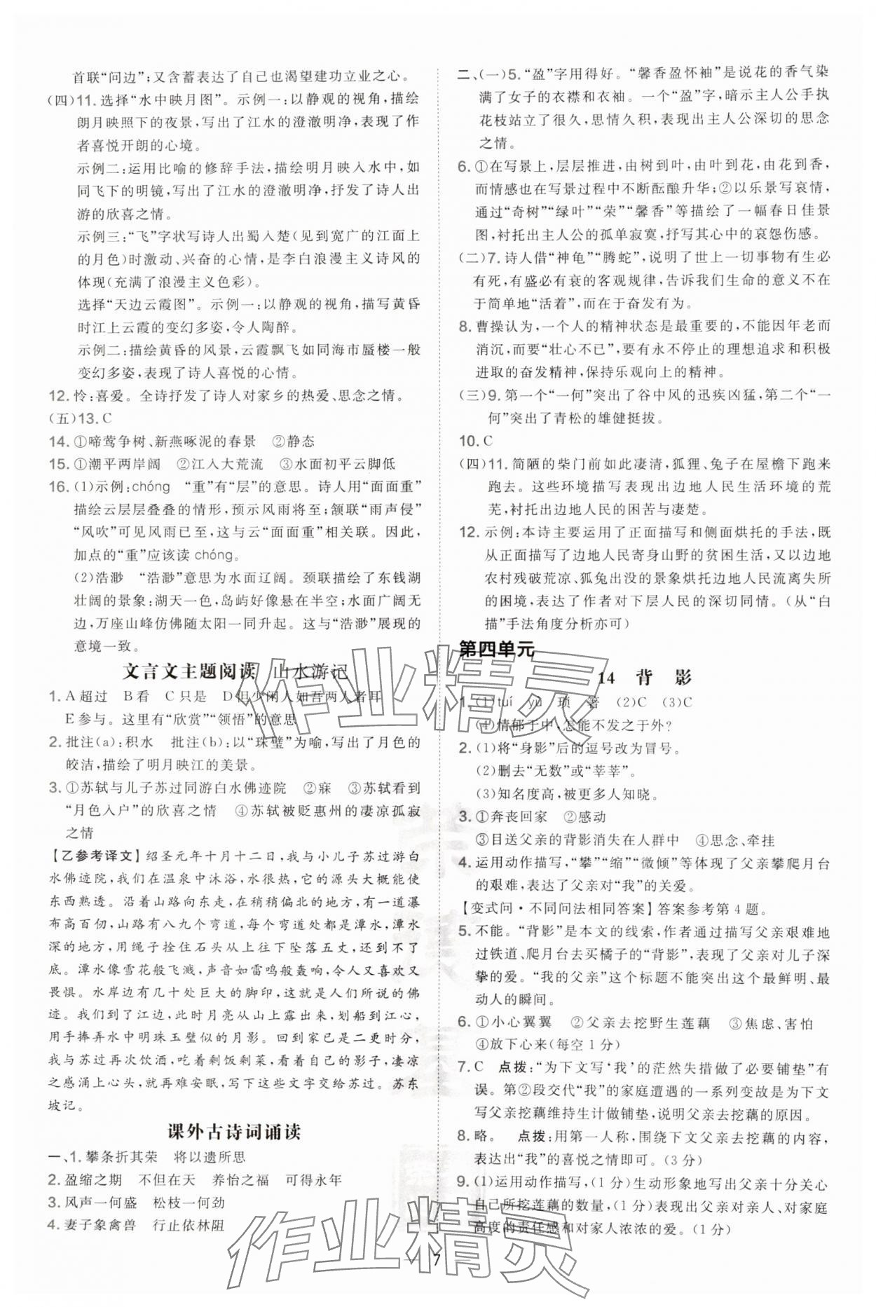 2024年點(diǎn)撥訓(xùn)練八年級(jí)語文上冊(cè)人教版安徽專版 第7頁(yè)