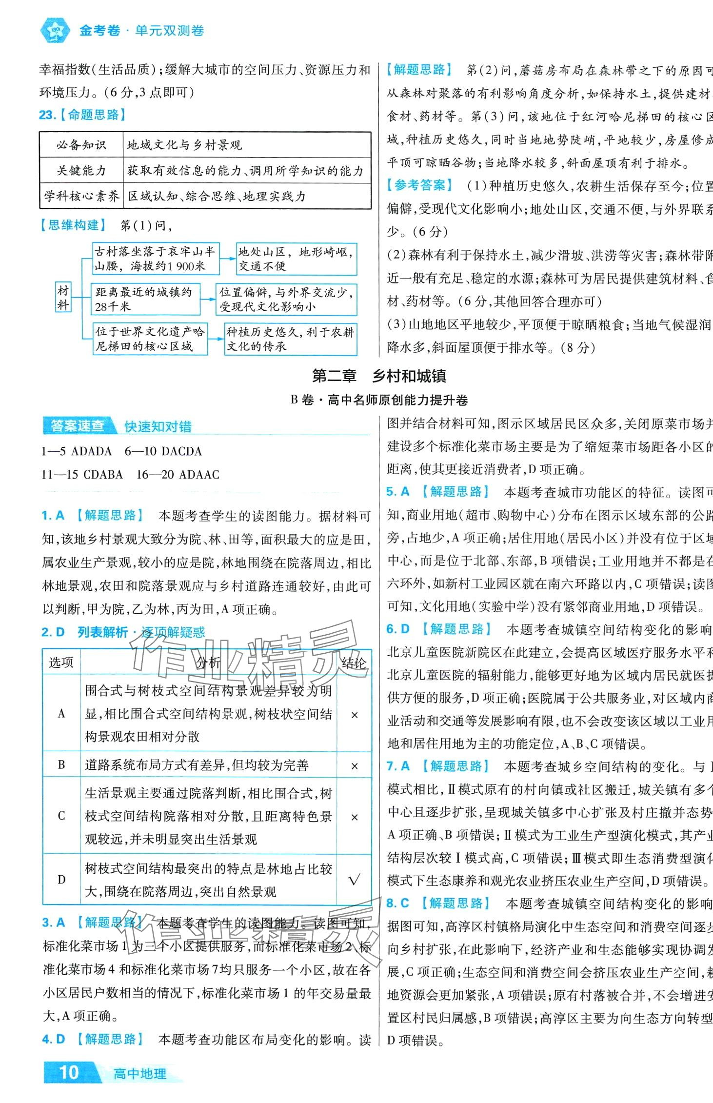 2024年金考卷活页题选高中地理必修第二册人教版 第10页