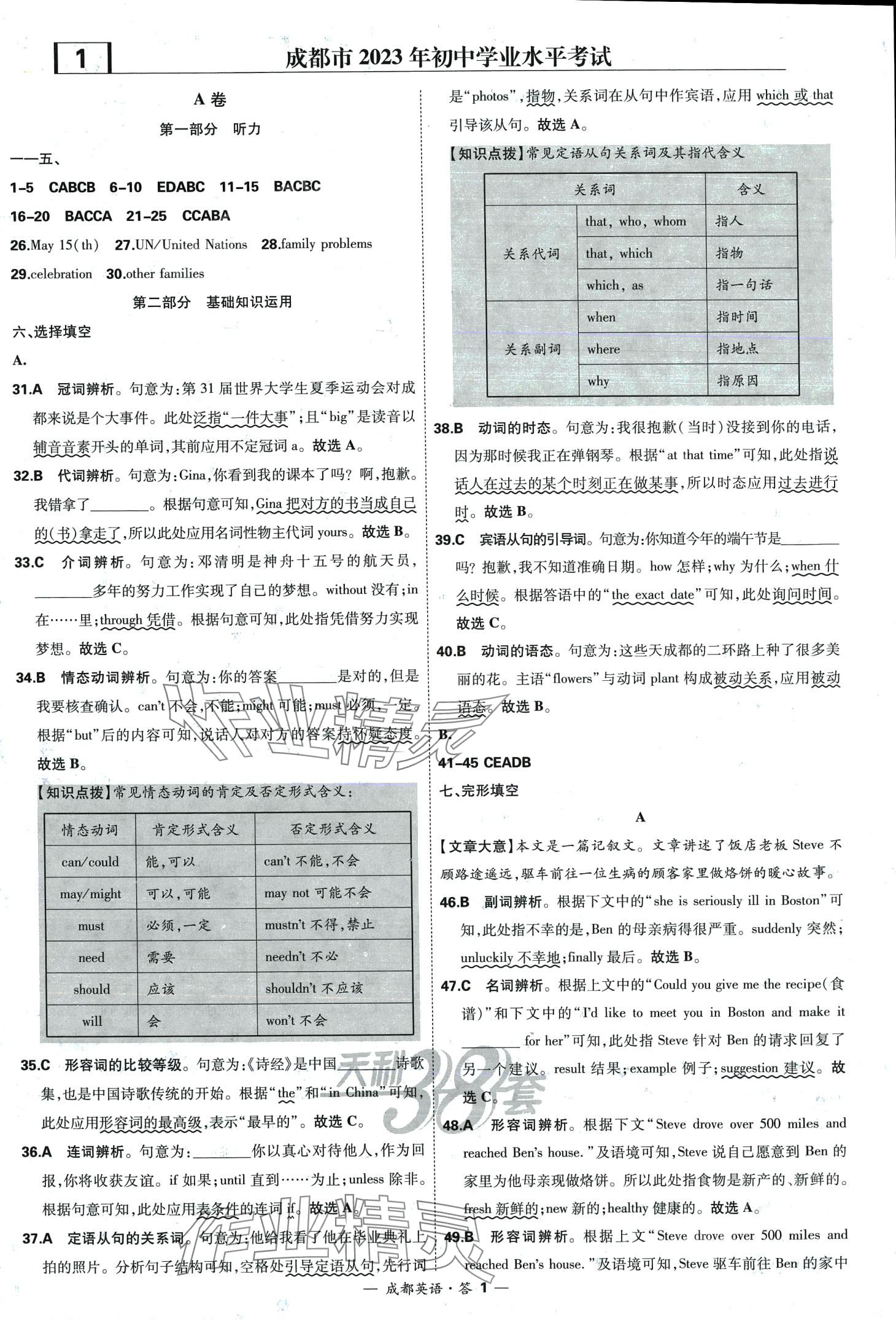 2024年天利38套中考试题精选英语成都专版 第1页