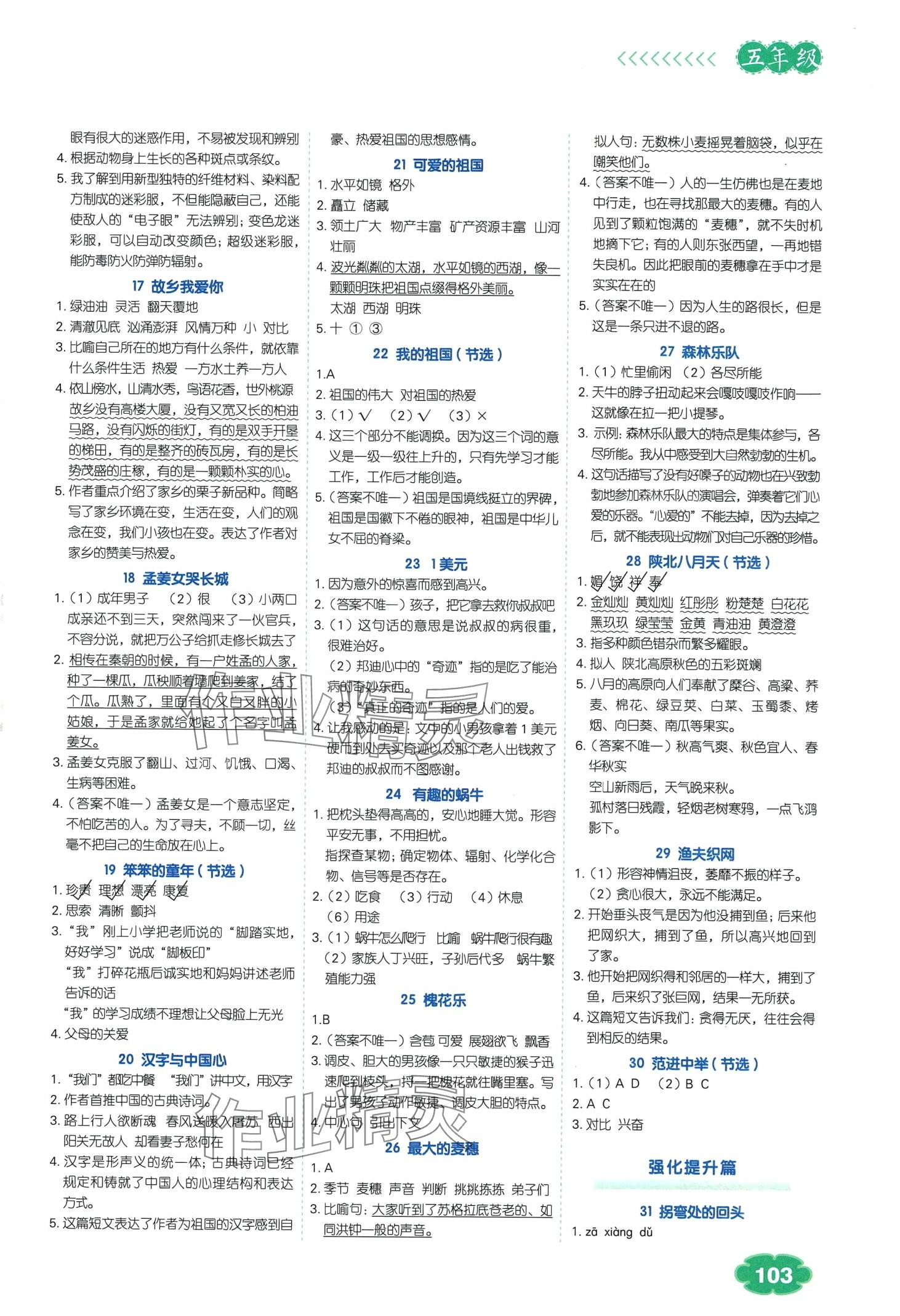 2024年课外阅读理解强化训练五年级语文人教版 第2页