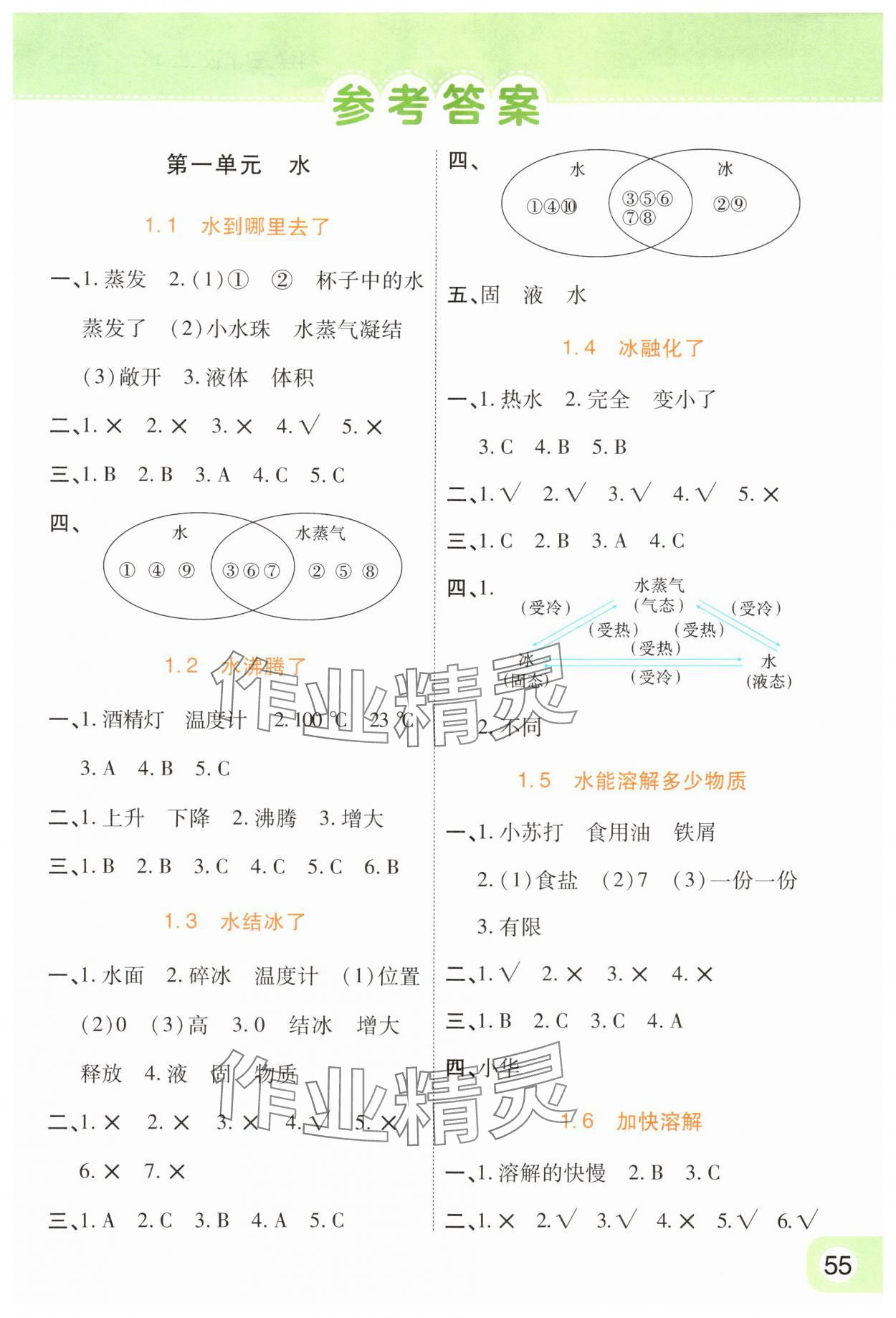 2024年黃岡同步訓(xùn)練三年級科學(xué)上冊教科版 參考答案第1頁