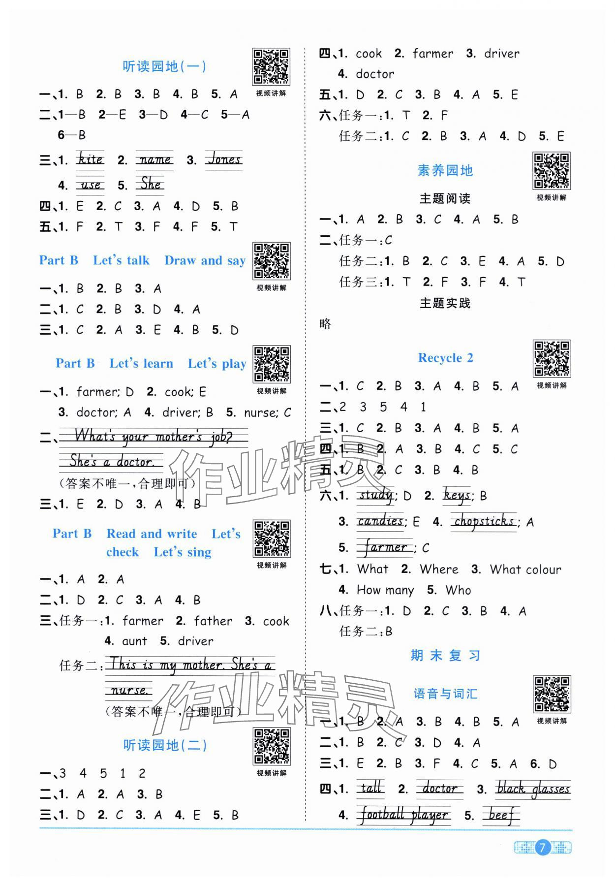 2024年陽光同學課時達標訓練四年級英語上冊人教PEP版浙江專版 第7頁