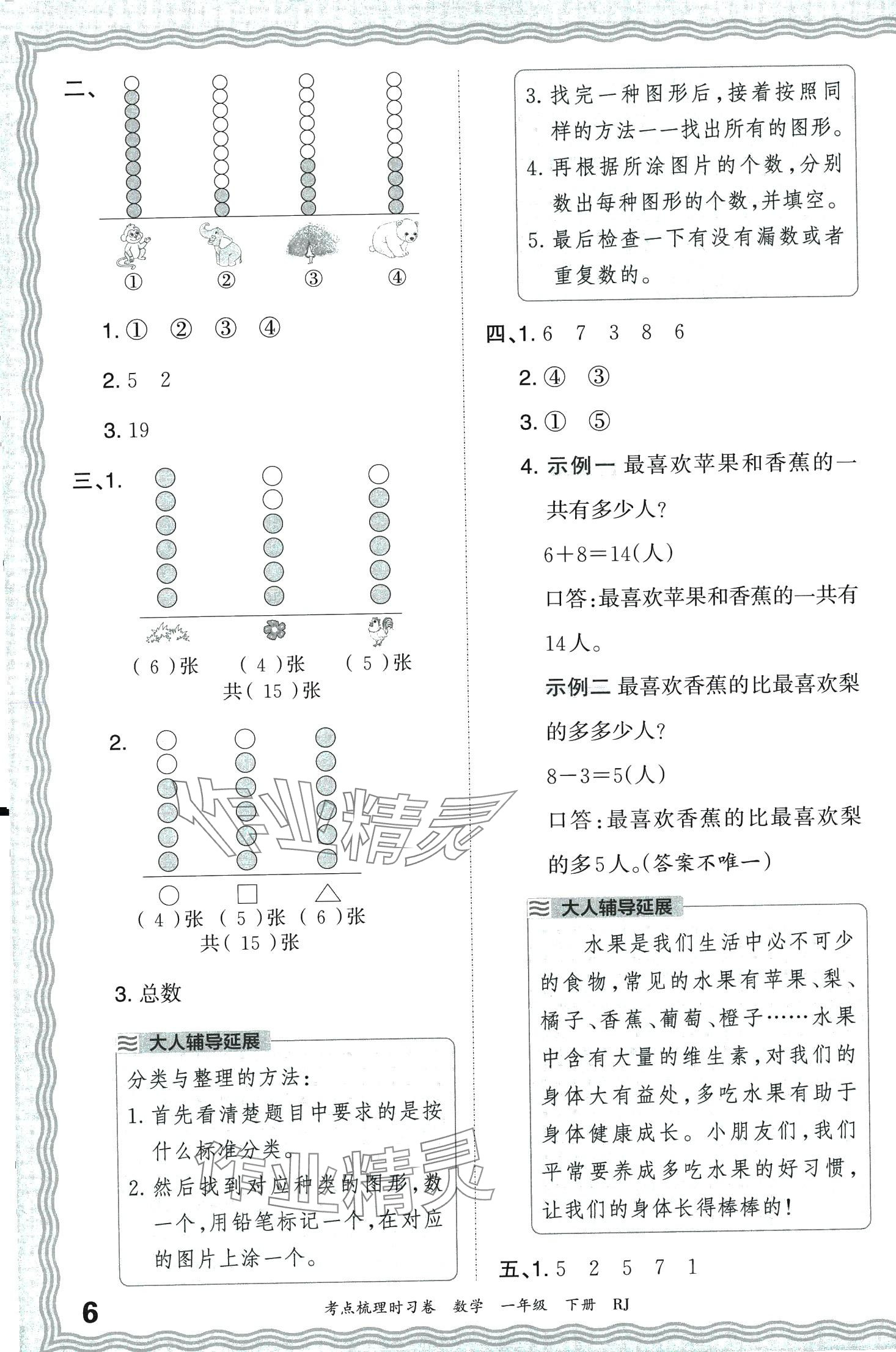 2024年王朝霞考点梳理时习卷一年级数学下册人教版 第6页