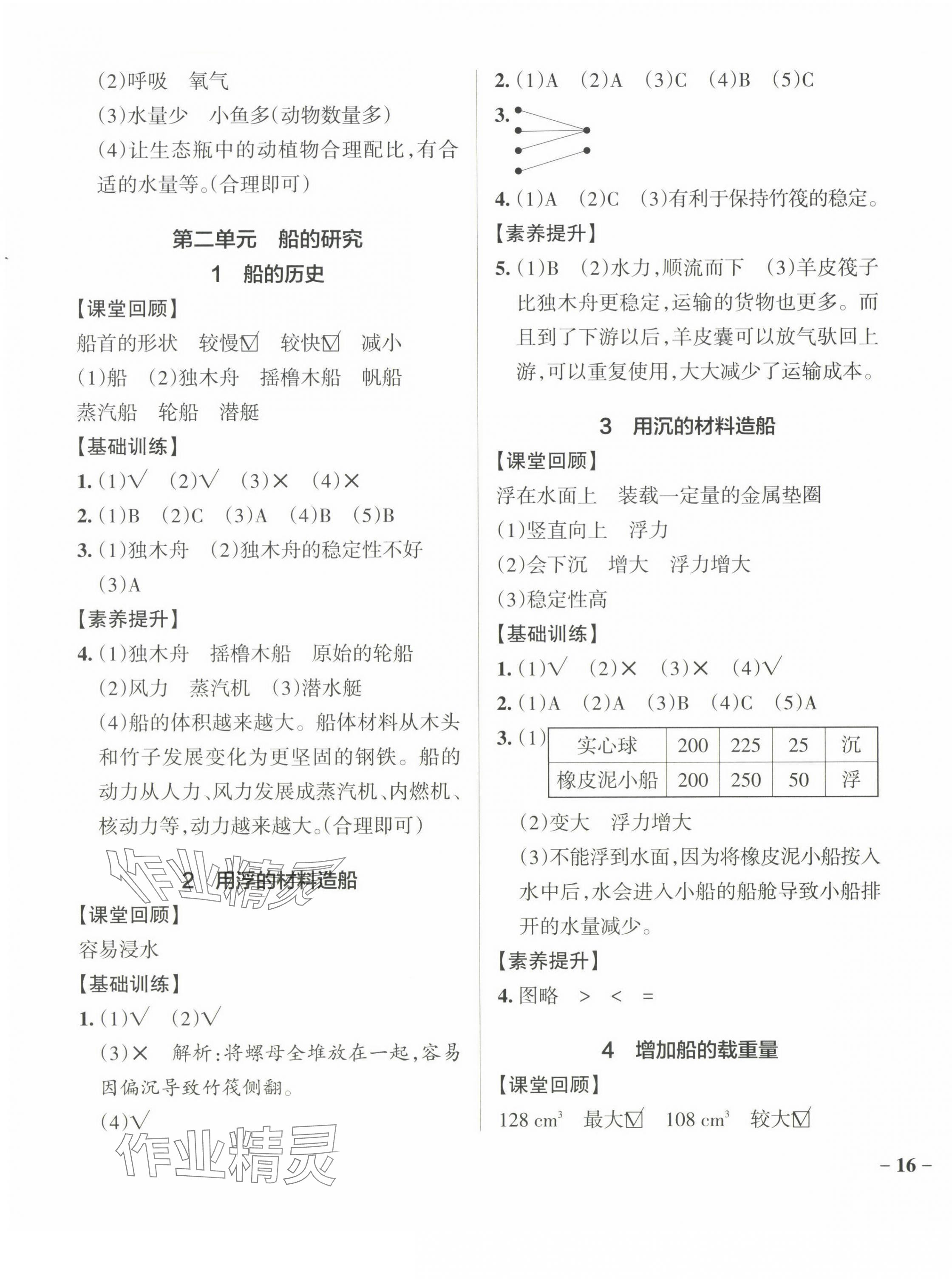 2024年小學(xué)學(xué)霸作業(yè)本五年級科學(xué)下冊教科版 參考答案第3頁