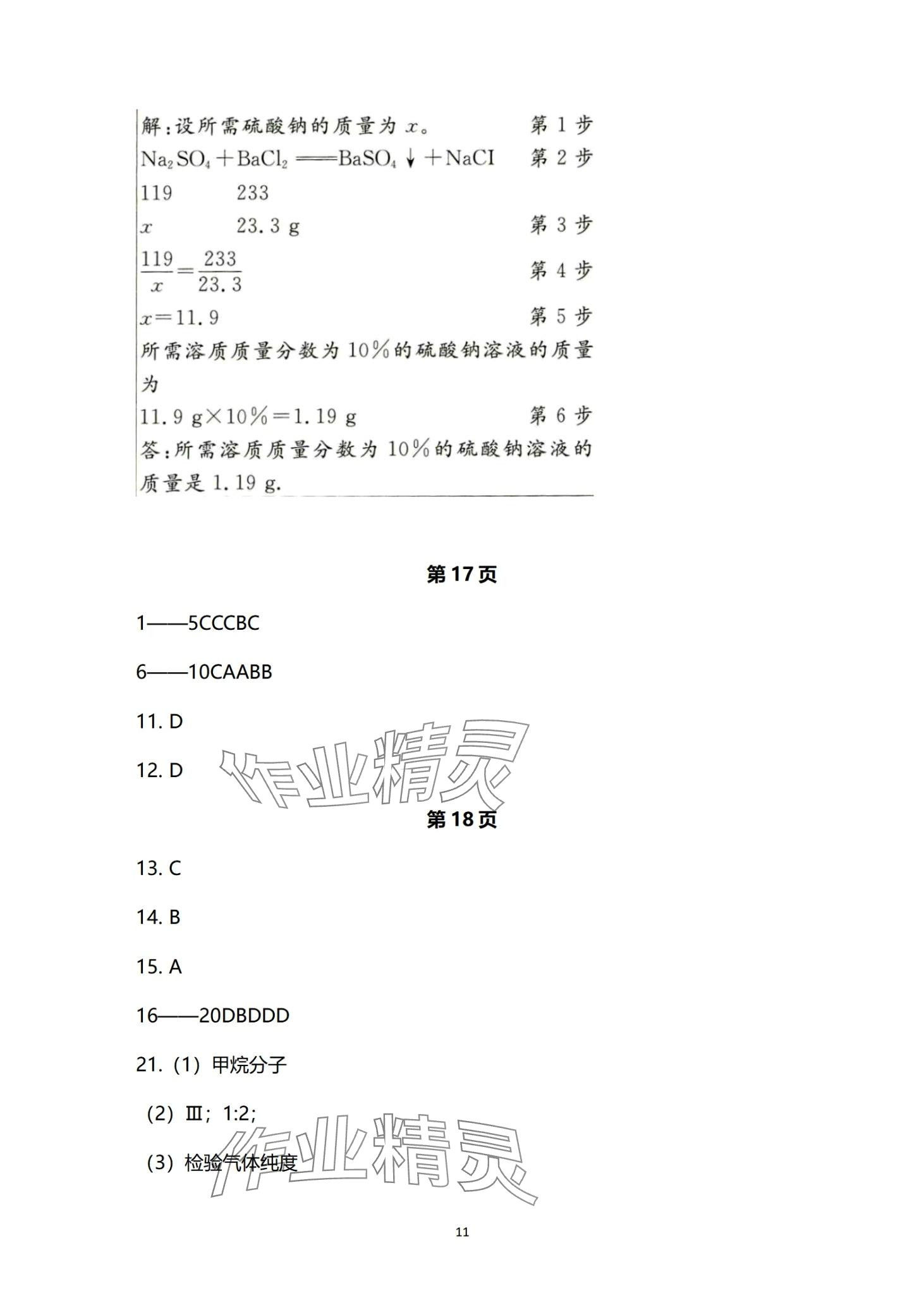 2024年同步練習(xí)冊分層檢測卷九年級化學(xué)全一冊 第11頁