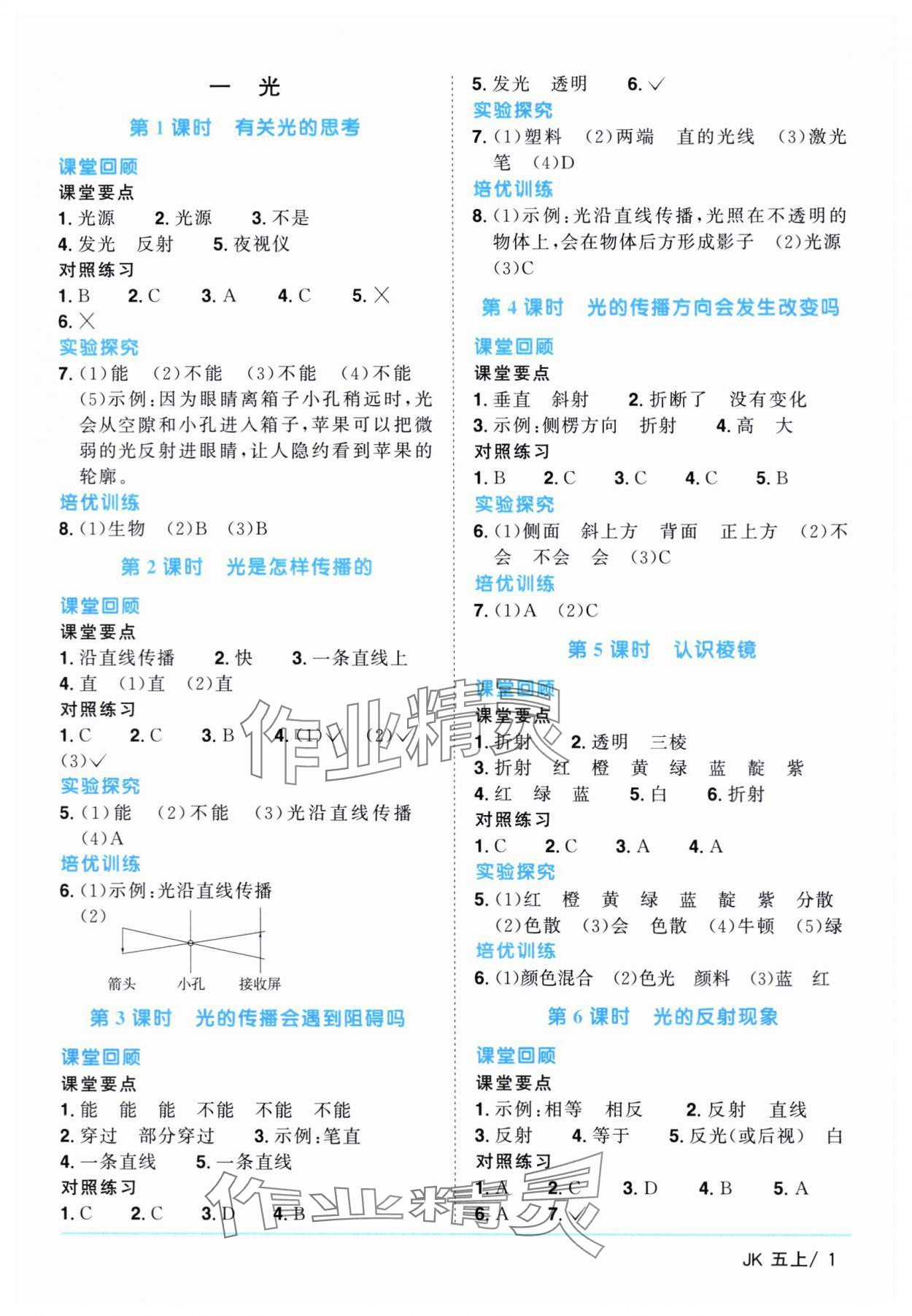 2024年陽光同學(xué)課時優(yōu)化作業(yè)五年級科學(xué)上冊教科版 第1頁