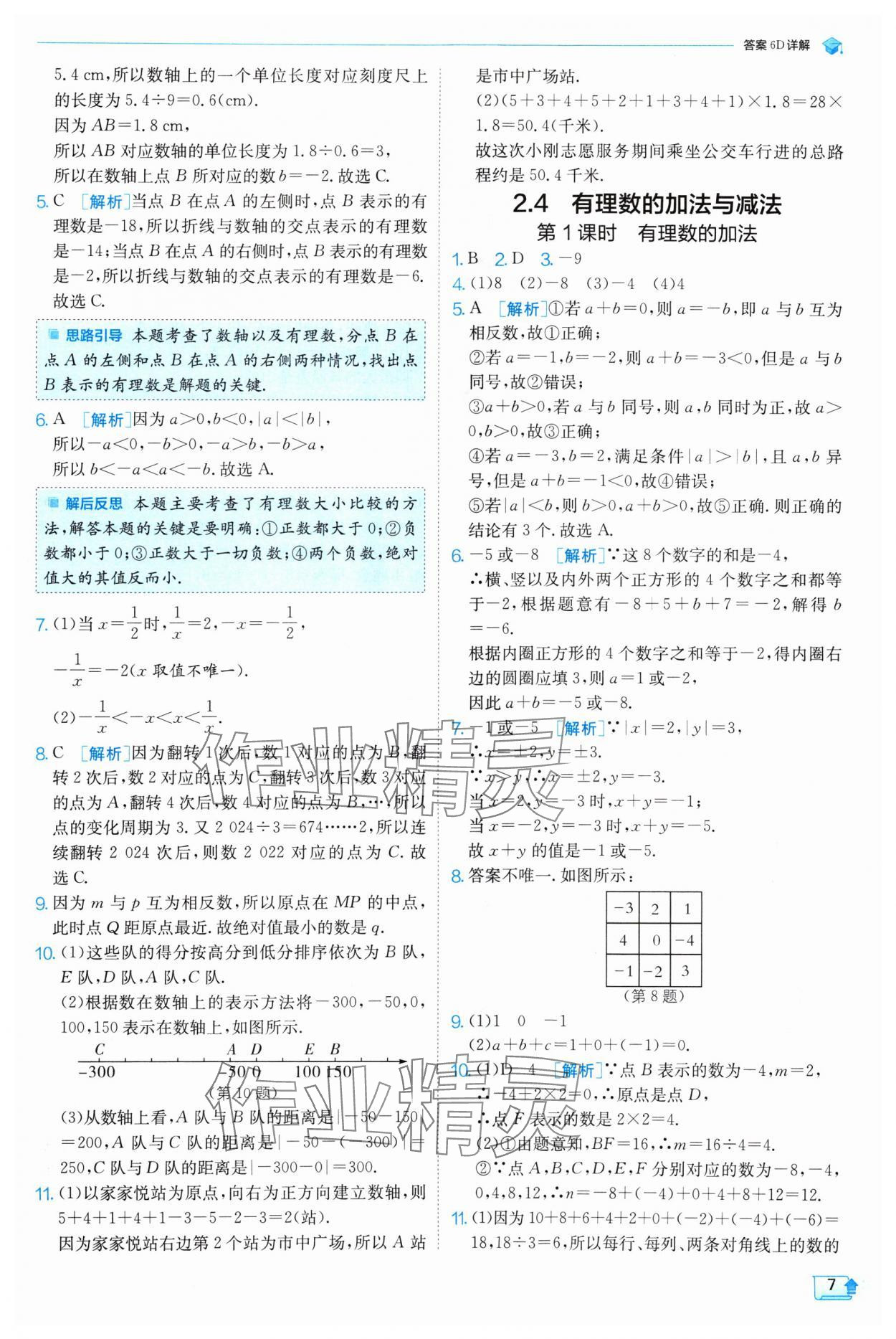 2024年實(shí)驗(yàn)班提優(yōu)訓(xùn)練七年級(jí)數(shù)學(xué)上冊(cè)蘇科版 參考答案第7頁(yè)