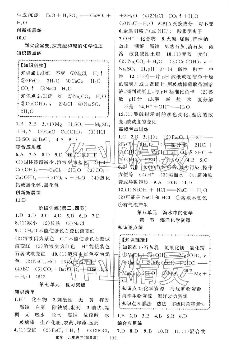 2024年黃岡金牌之路練闖考九年級化學(xué)下冊魯教版 第3頁