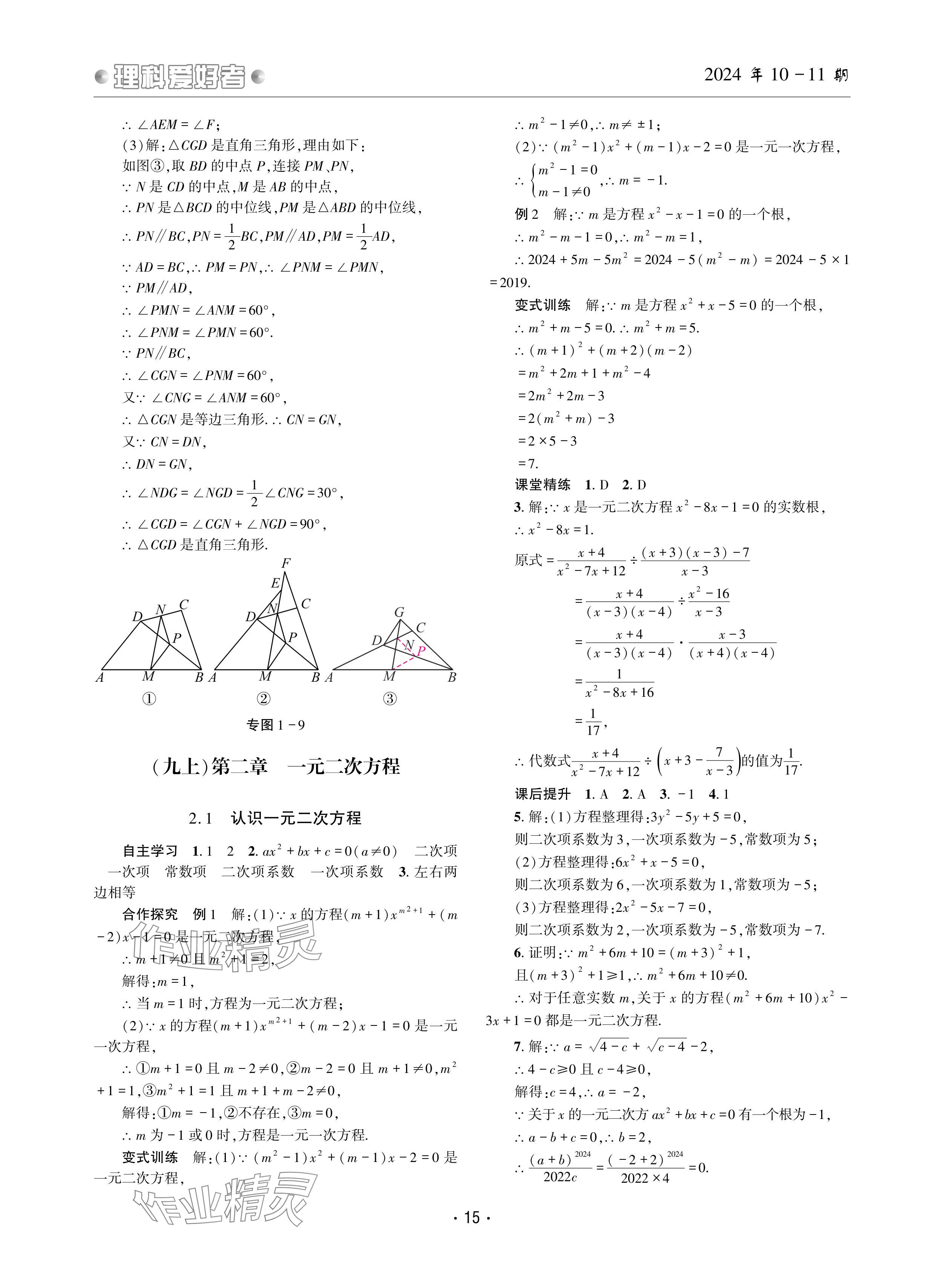 2024年理科愛好者九年級數(shù)學全一冊北師大版第10-11期 參考答案第14頁