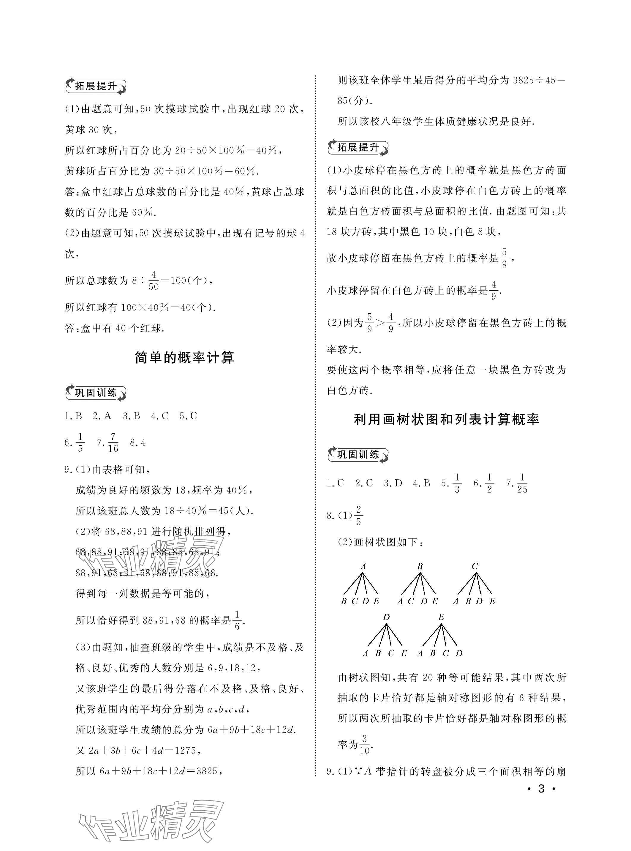 2024年行知天下九年級(jí)數(shù)學(xué)下冊(cè)人教版 參考答案第3頁(yè)