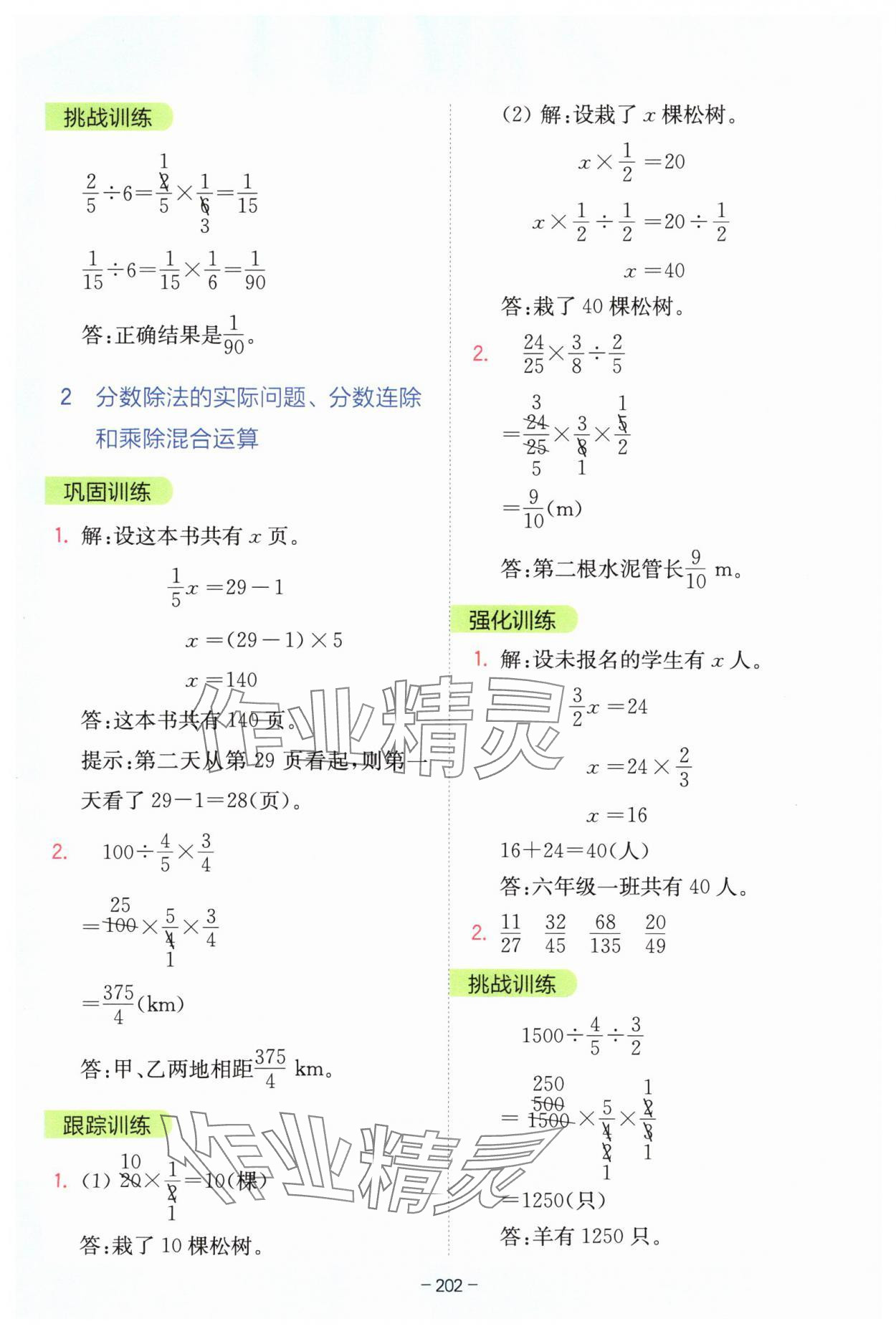 2024年全易通六年級數(shù)學上冊蘇教版 參考答案第7頁