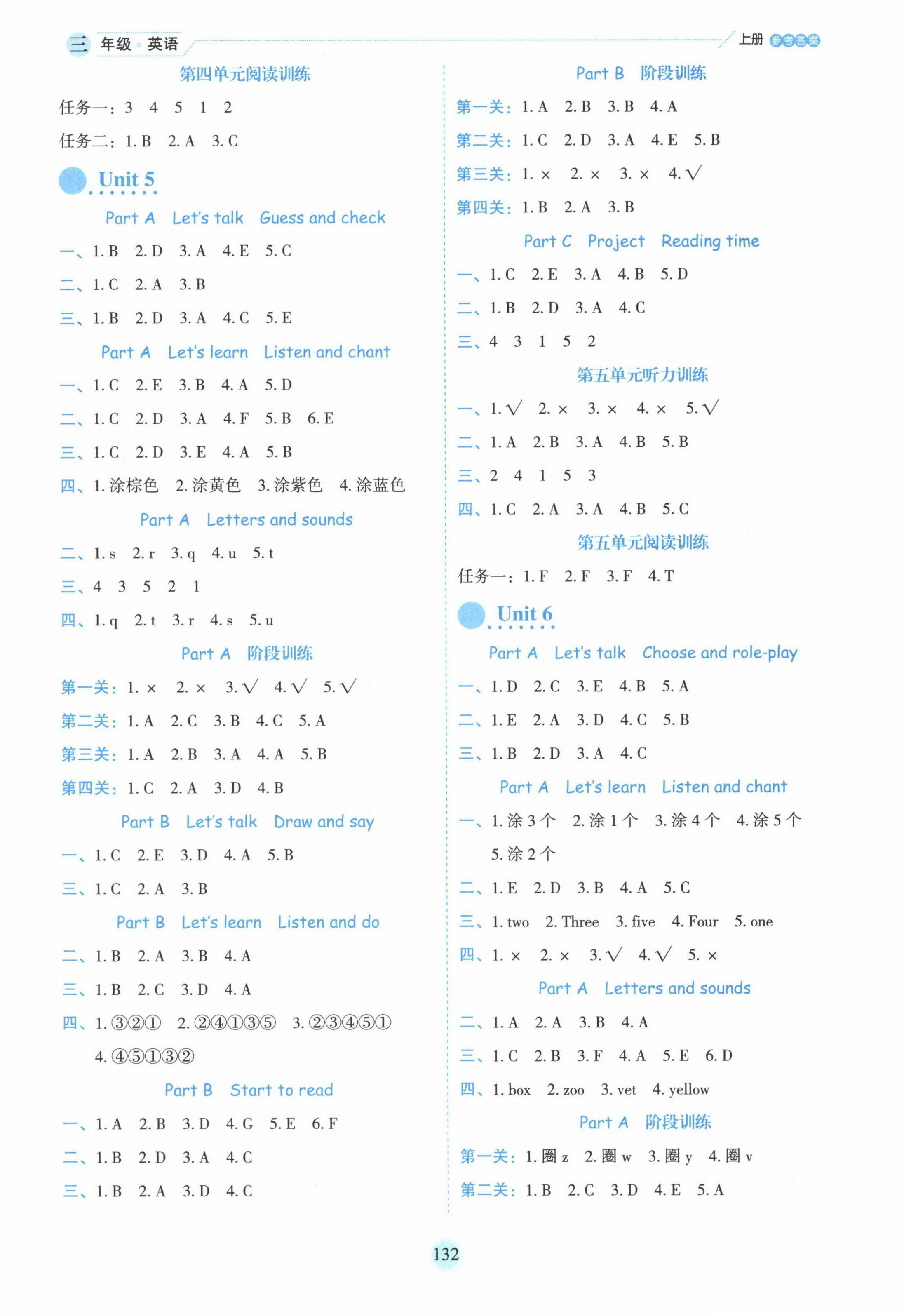 2024年百分學(xué)生作業(yè)本題練王三年級英語上冊人教版 參考答案第4頁