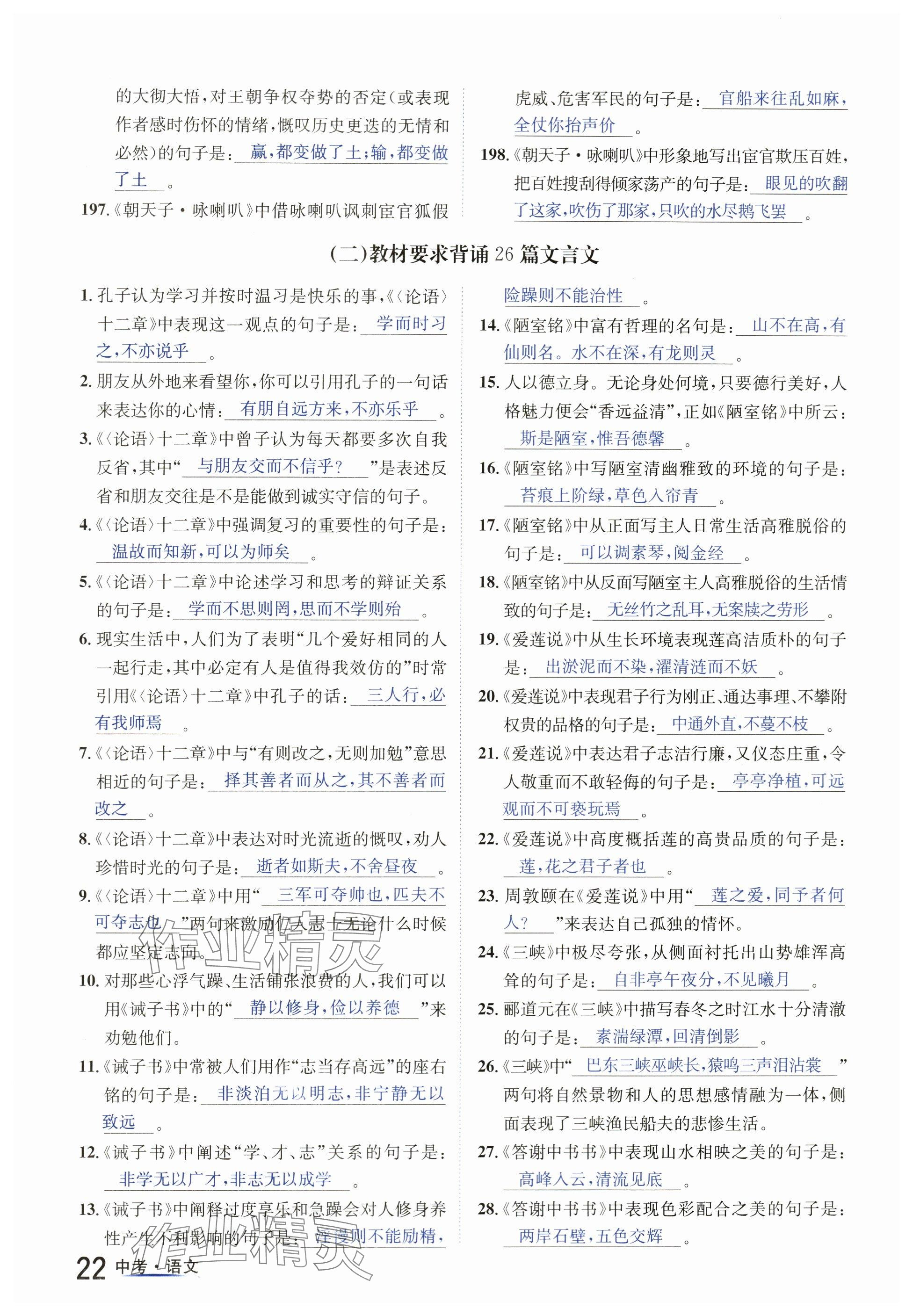 2024年国华图书中考拐点语文南充专版 参考答案第22页