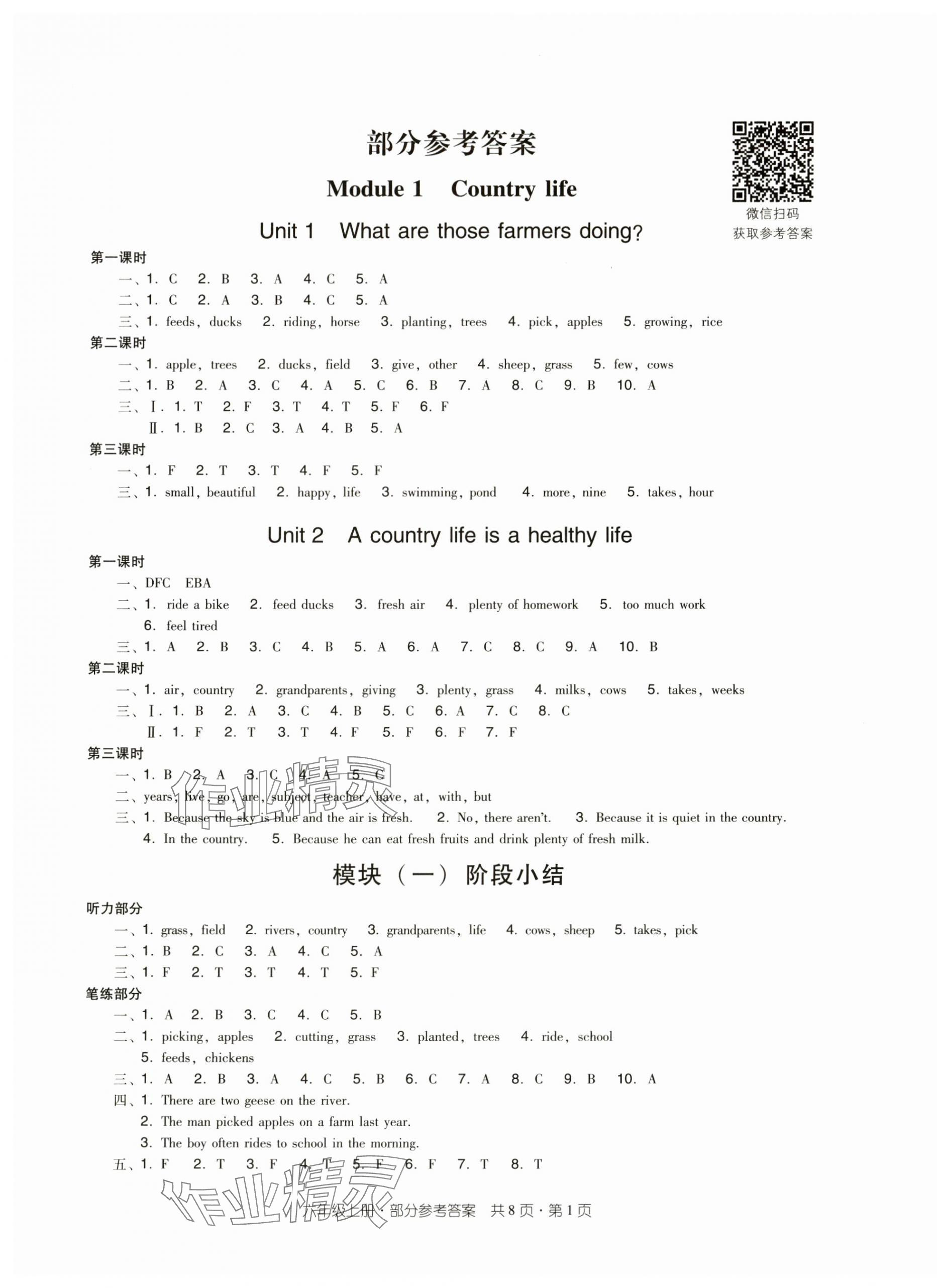 2024年双基同步导学导练六年级英语上册教科版广州专版 参考答案第1页