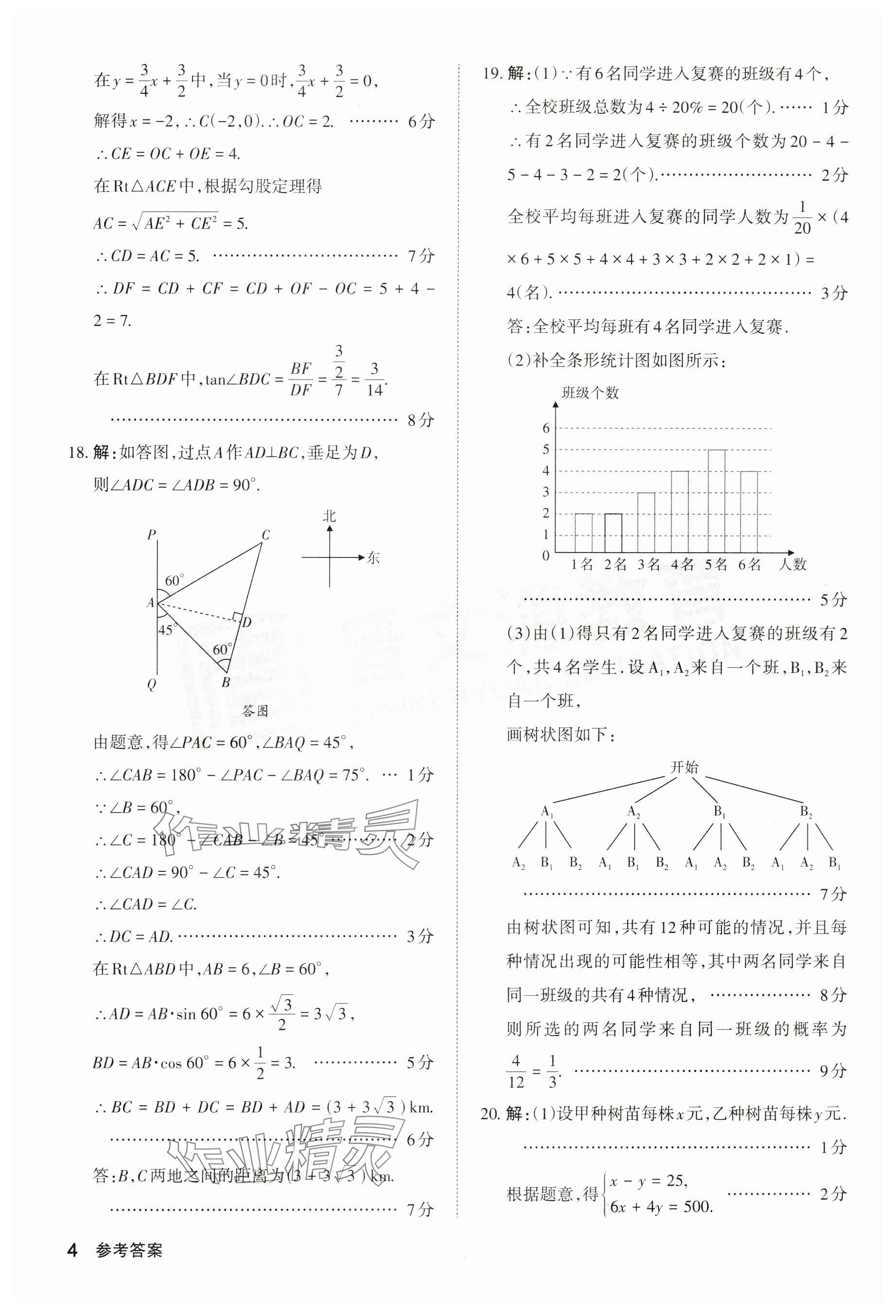 2024年晋文源中考模拟演练数学山西专版 参考答案第4页