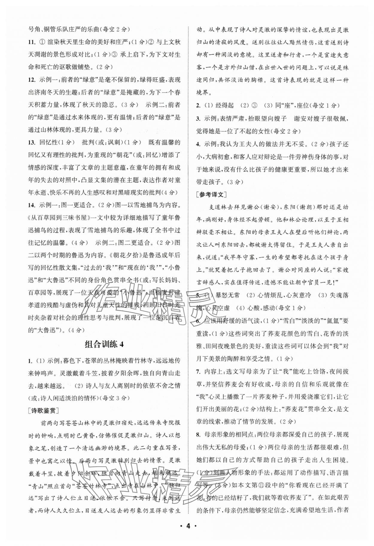 2024年通城學(xué)典組合訓(xùn)練七年級(jí)語(yǔ)文人教版蘇州專版 參考答案第4頁(yè)