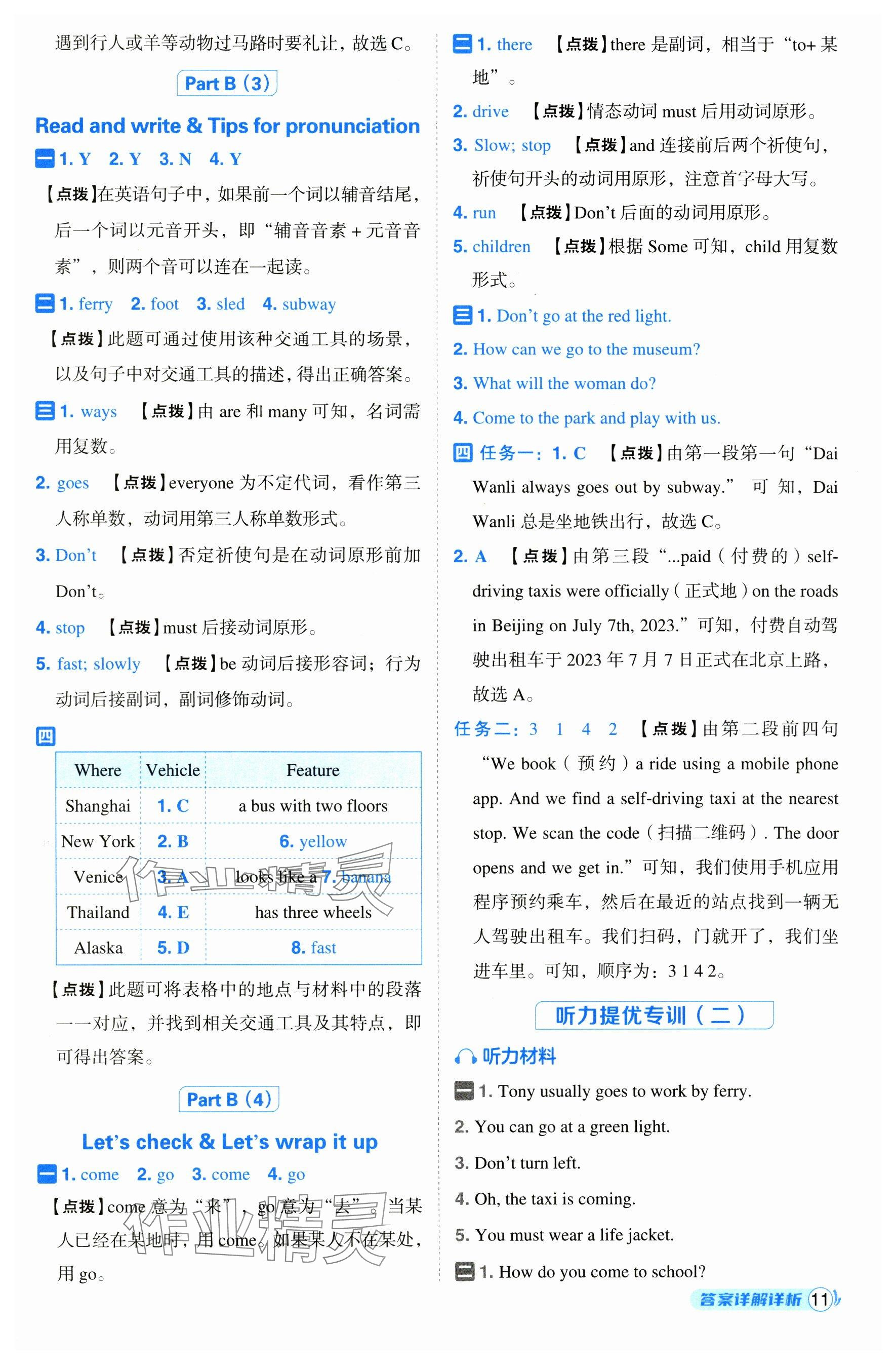 2024年綜合應(yīng)用創(chuàng)新題典中點六年級英語上冊人教版 參考答案第11頁